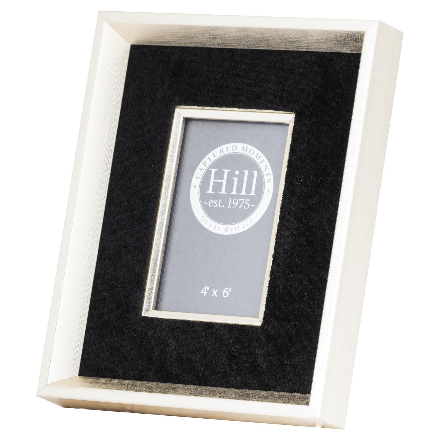 Antiqued Pewter Deep Framed  Black Velvet 4X6 Photo Frame - Image 1