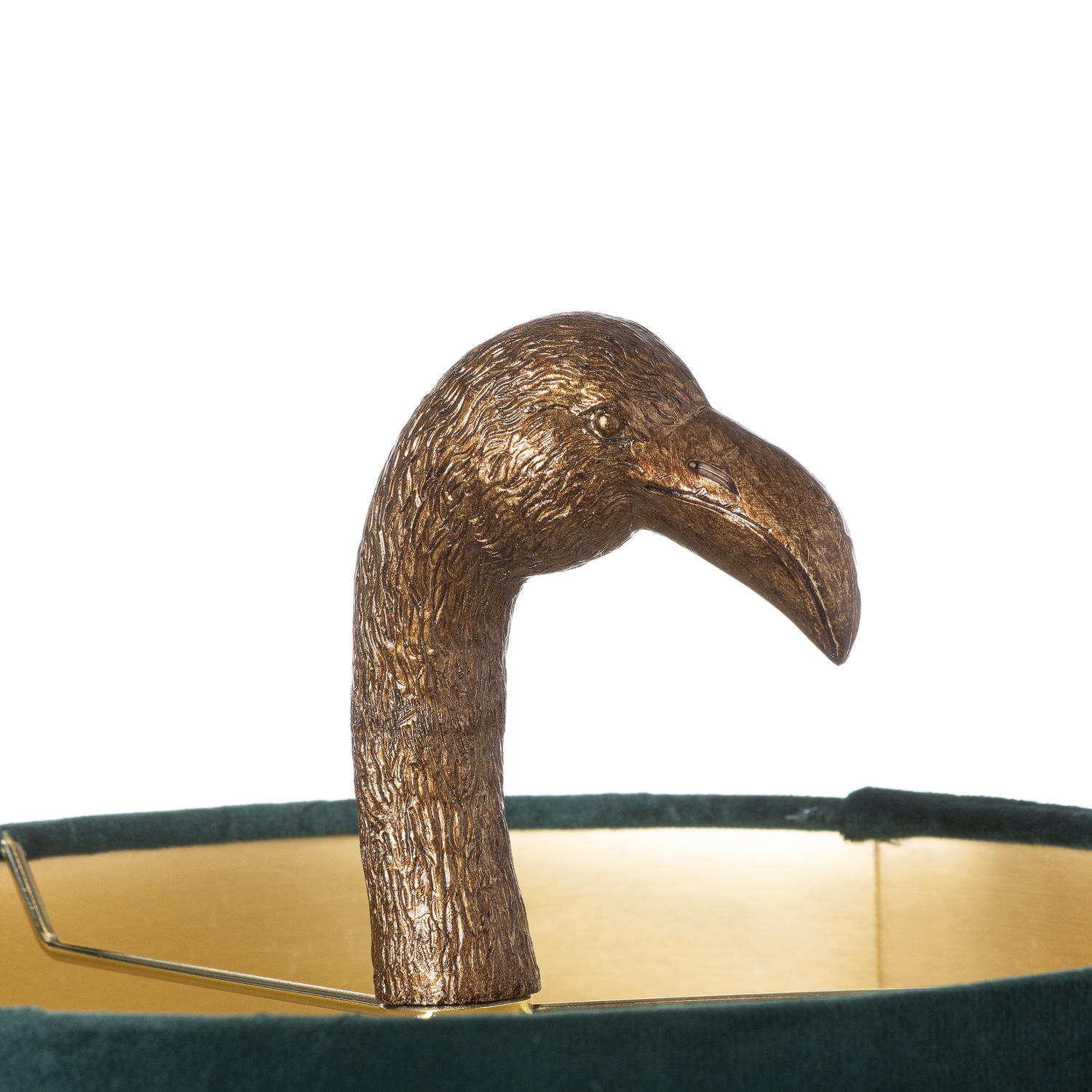 Florence The Flamingo Gold Lamp With Emerald Velvet Shade - Image 2