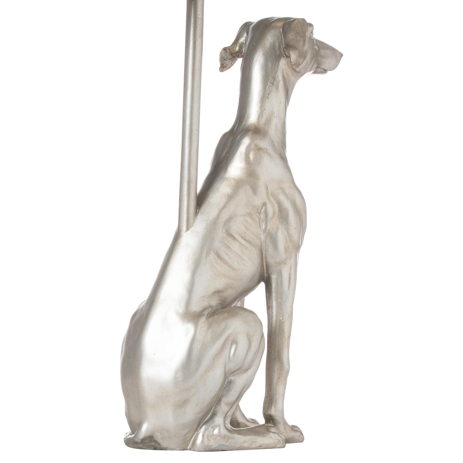 William The Whippet Silver Table Lamp With Grey Velvet Shade - Image 3