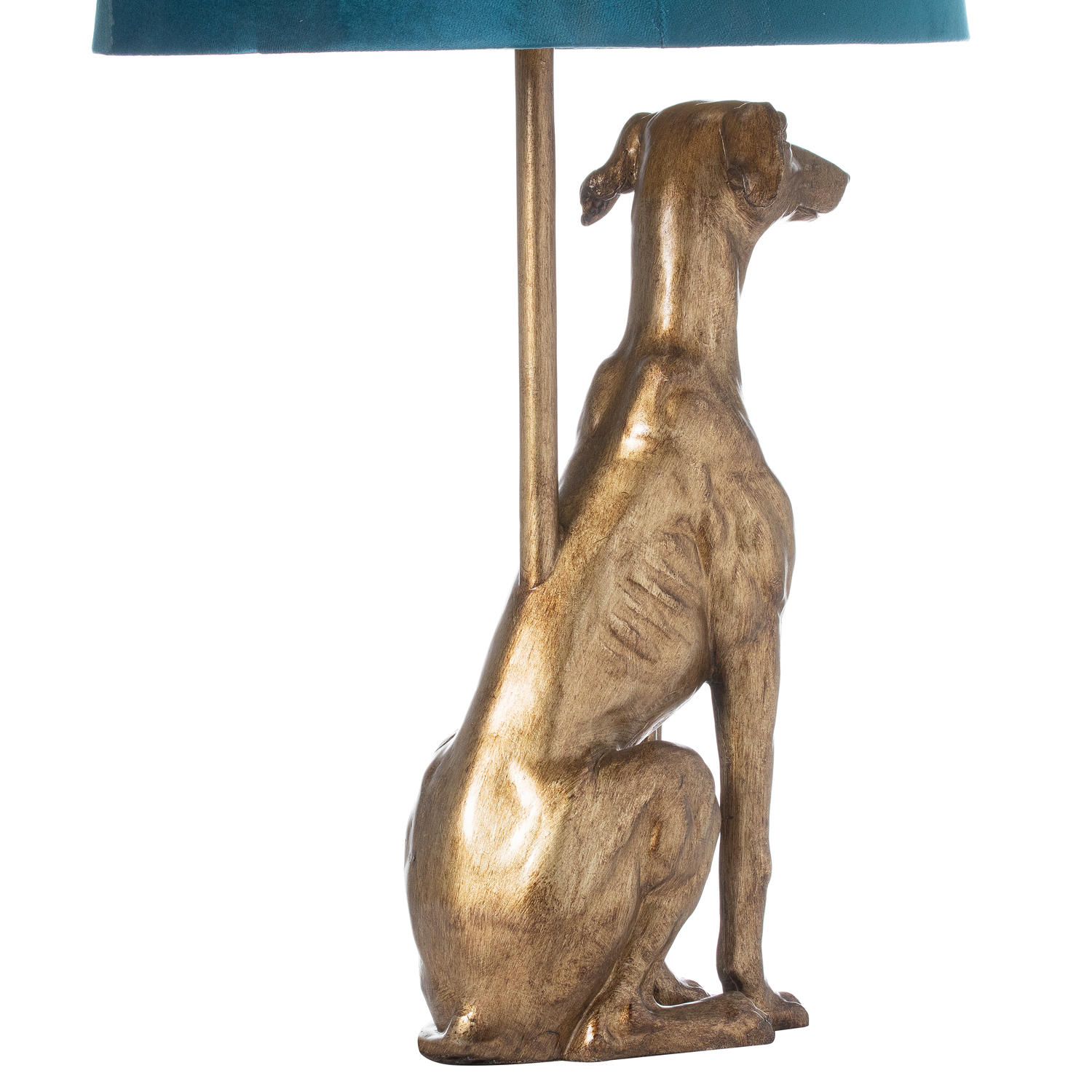 William The Whippet Table Lamp With Teal Velvet Shade - Image 3