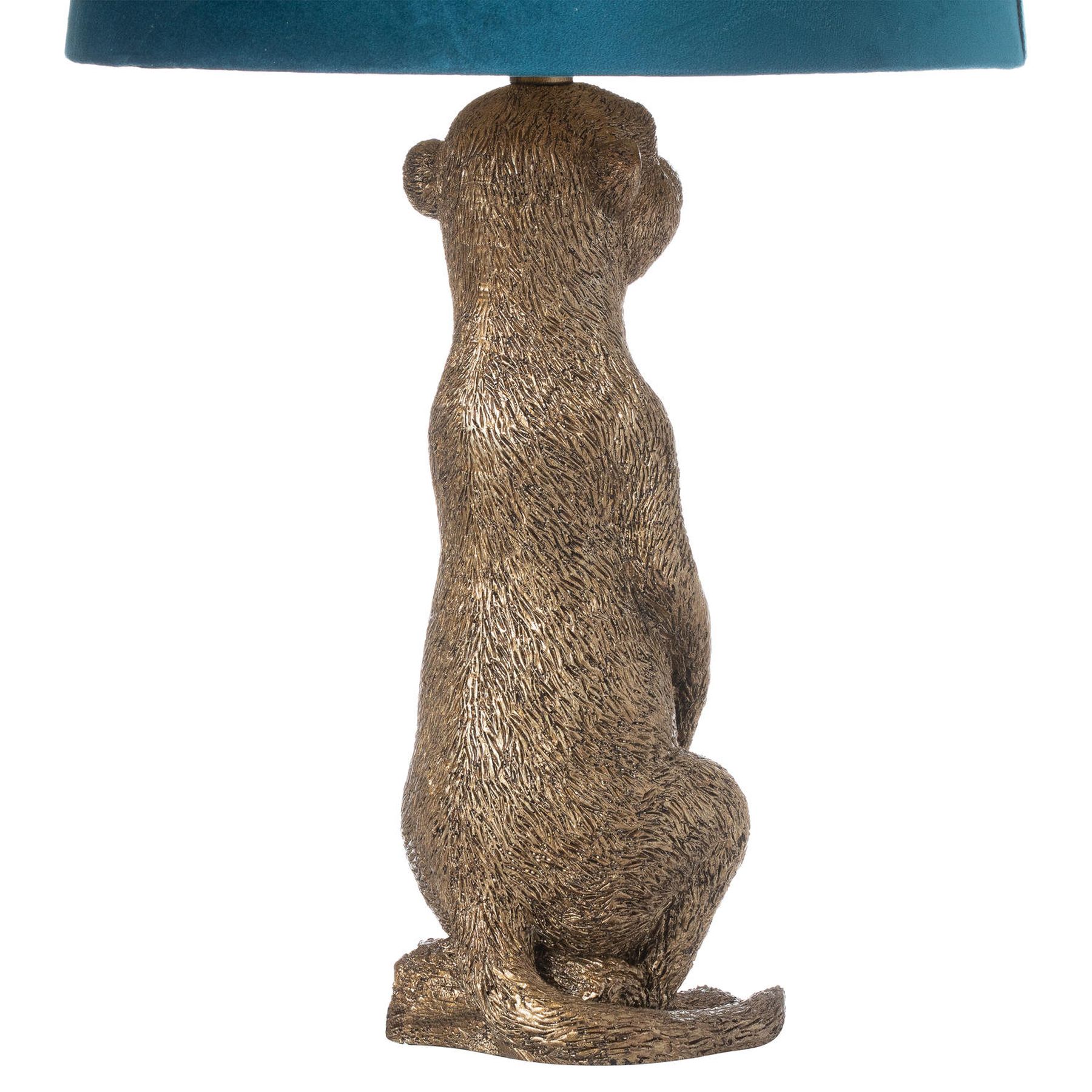 Morris The Meerkat Table Lamp With Teal Velvet Shade - Image 2