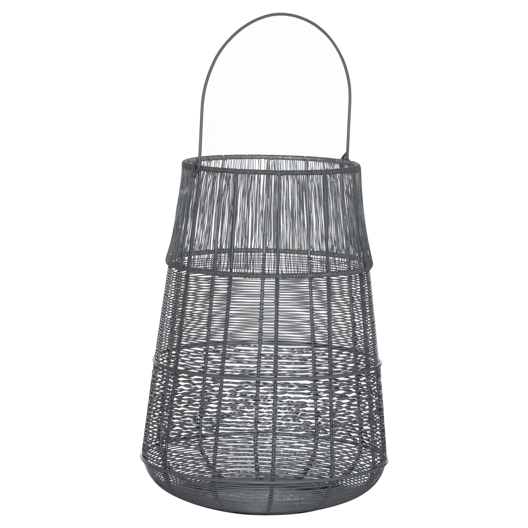 Large Wire Silver And Grey Glowray Conical Lantern - Image 1