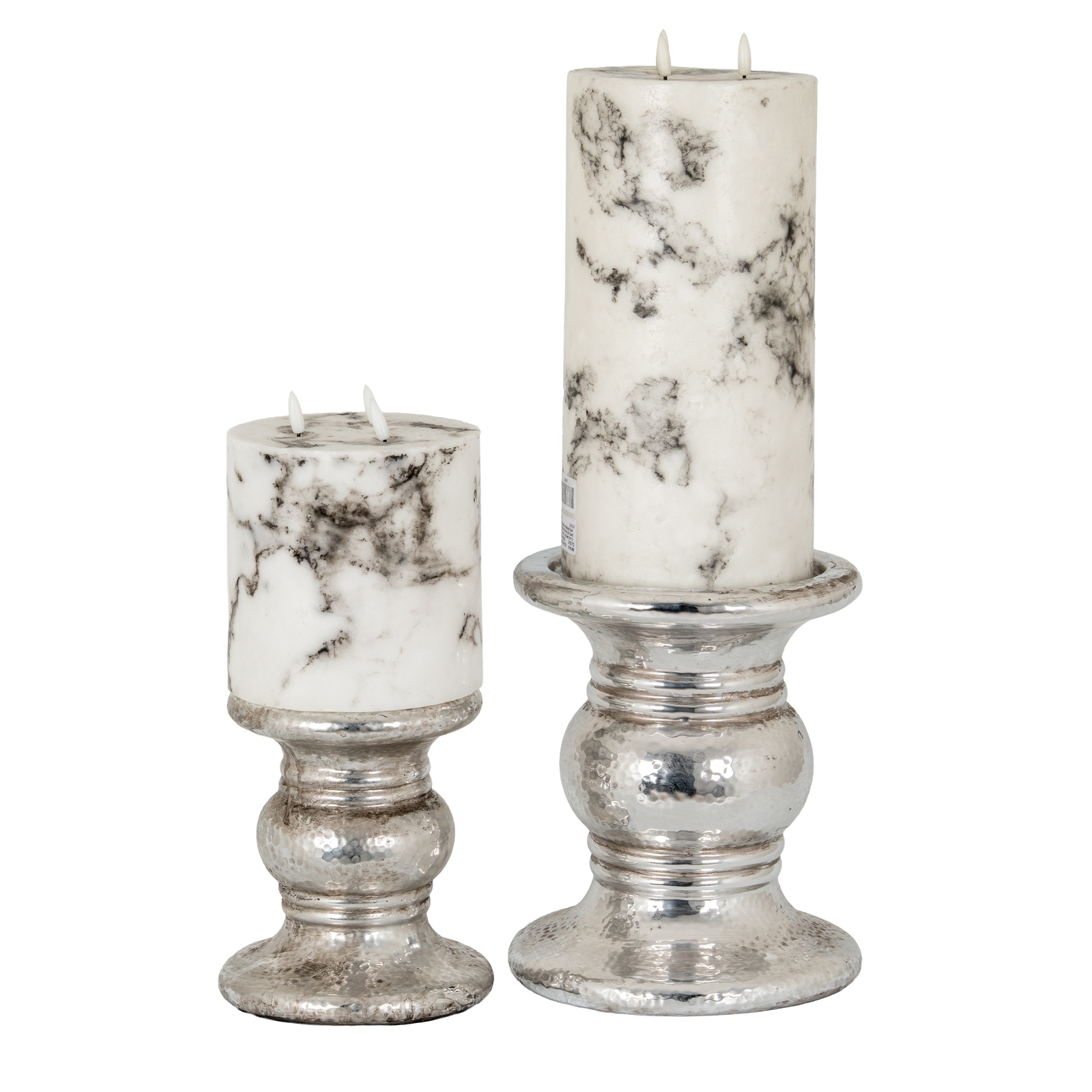 Silver Punch Faced Ceramic Large Candle Holder - Image 6