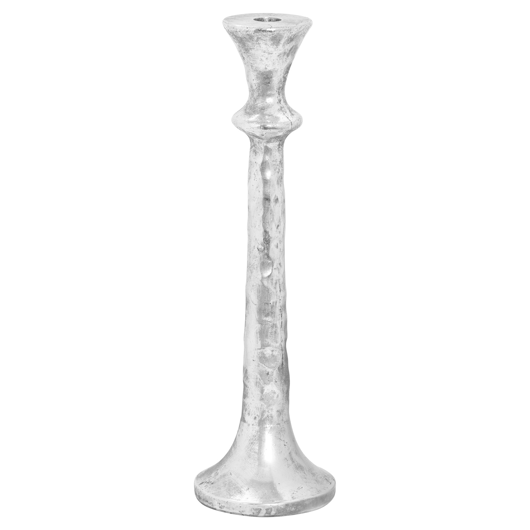 Silver Ceramic Large Collared Candle Holder - Image 1