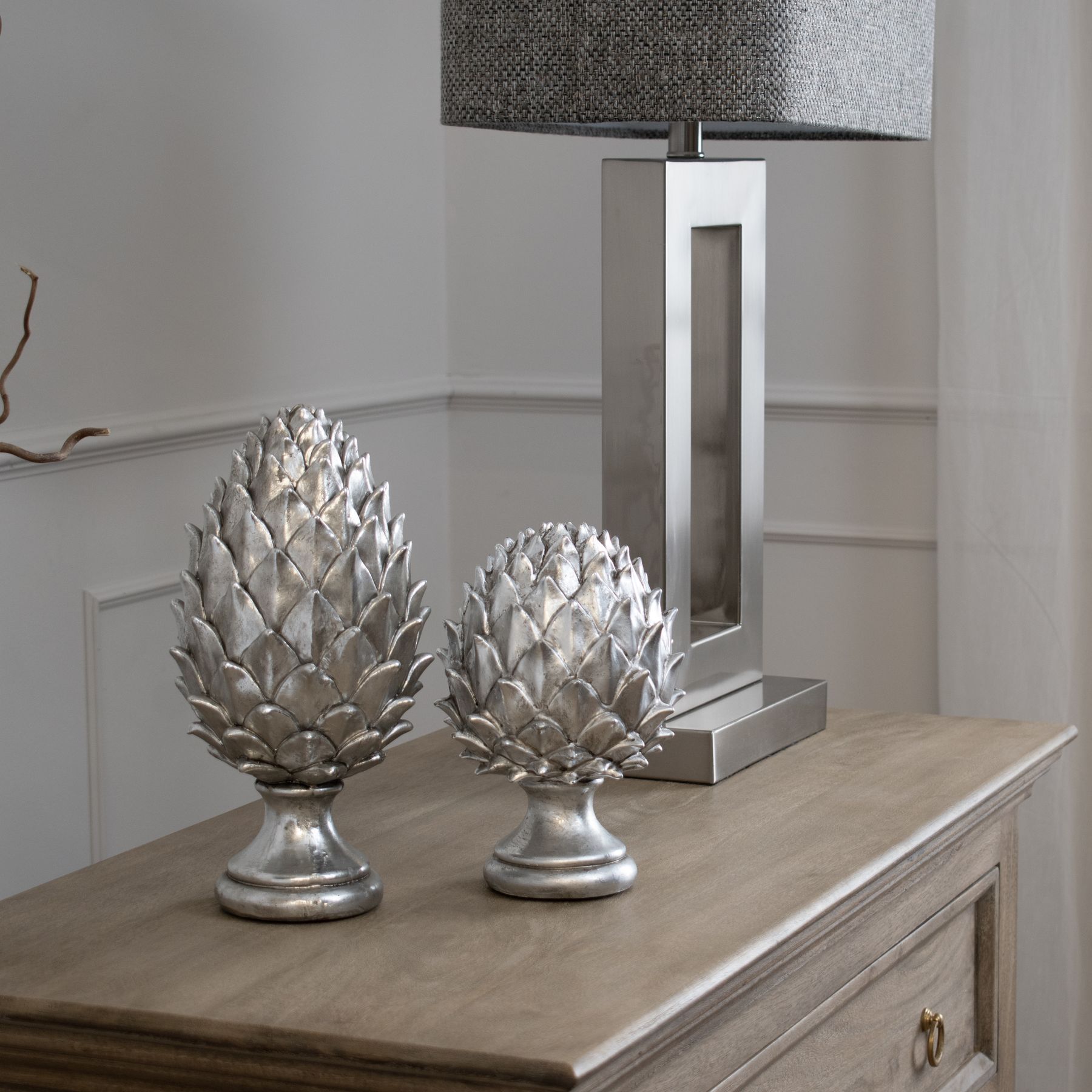 Tall Silver Pinecone Finial - Image 3