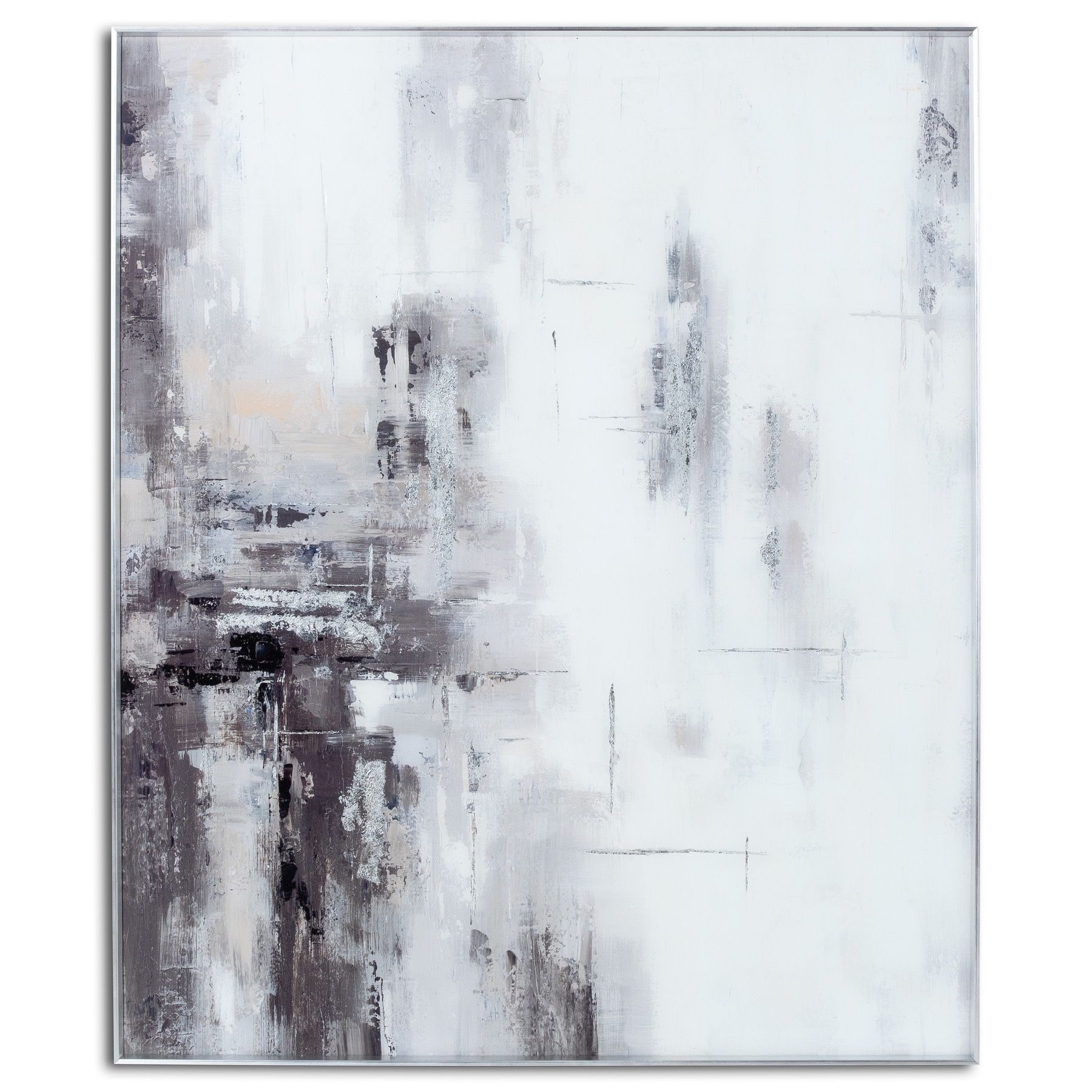 Hand Painted Black And White Soft Abstract Painting - Image 1