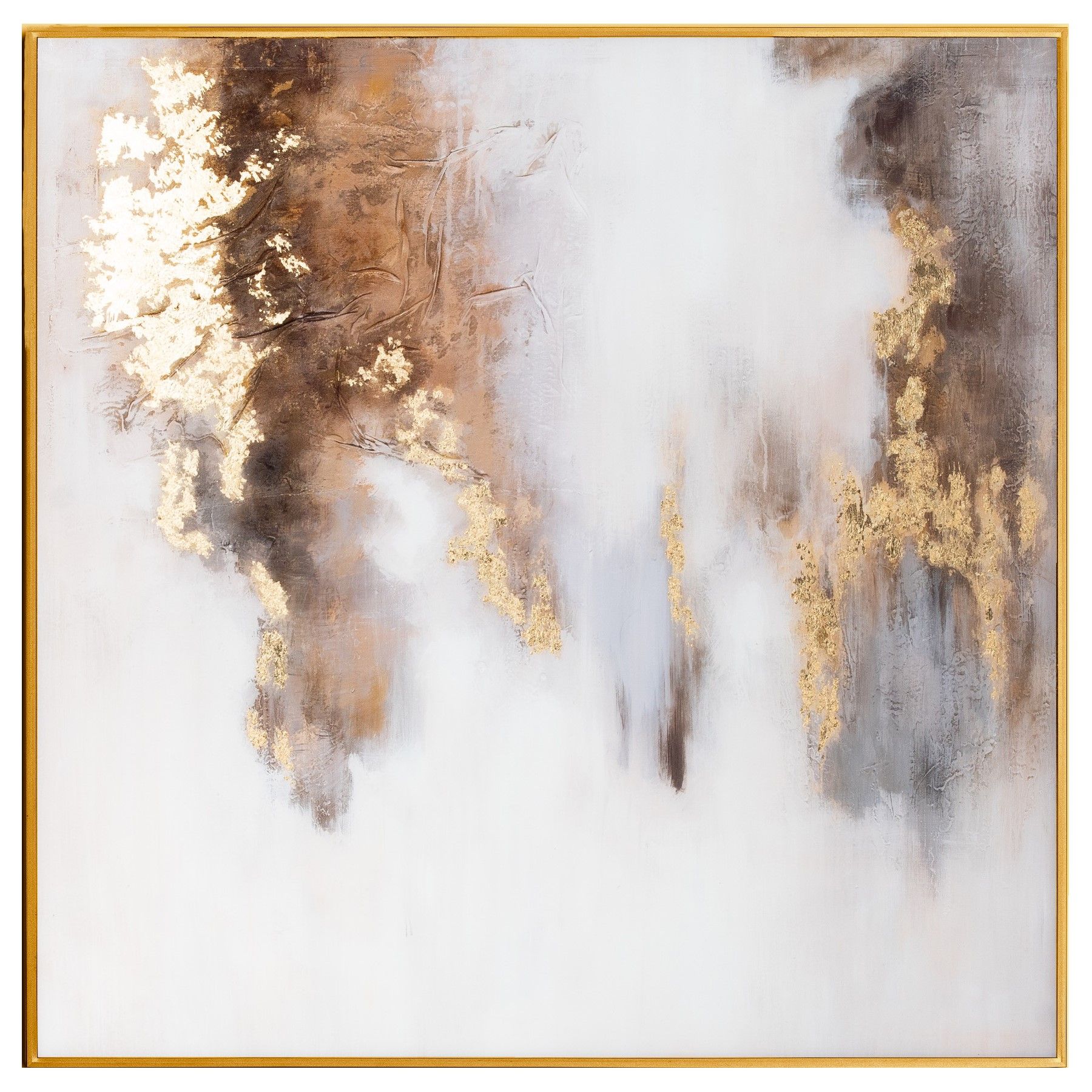 Metallic Soft Abstract Glass Image In Gold Frame - Image 1