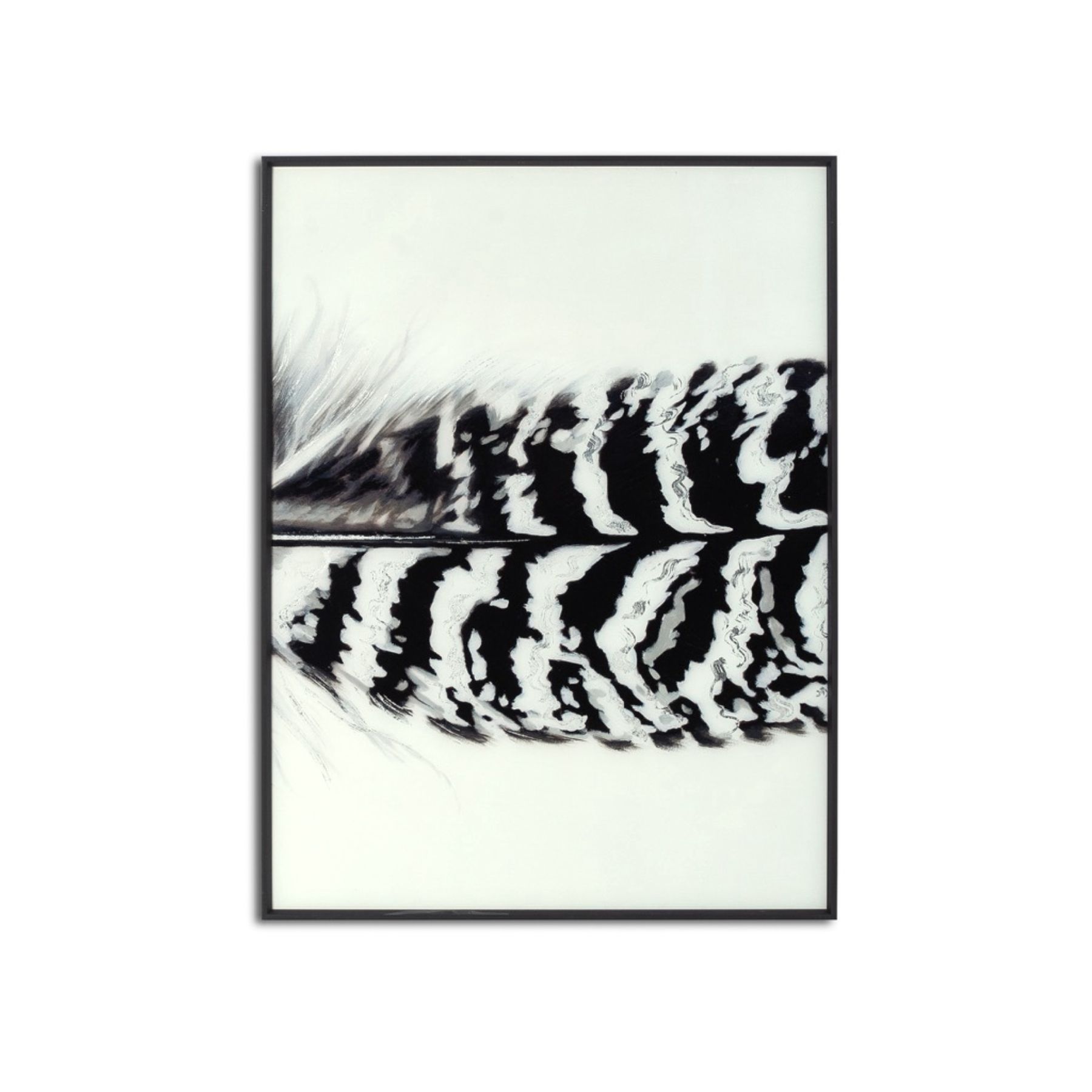 Black Striped Feather Over 3 Black Glass Frames - Image 3