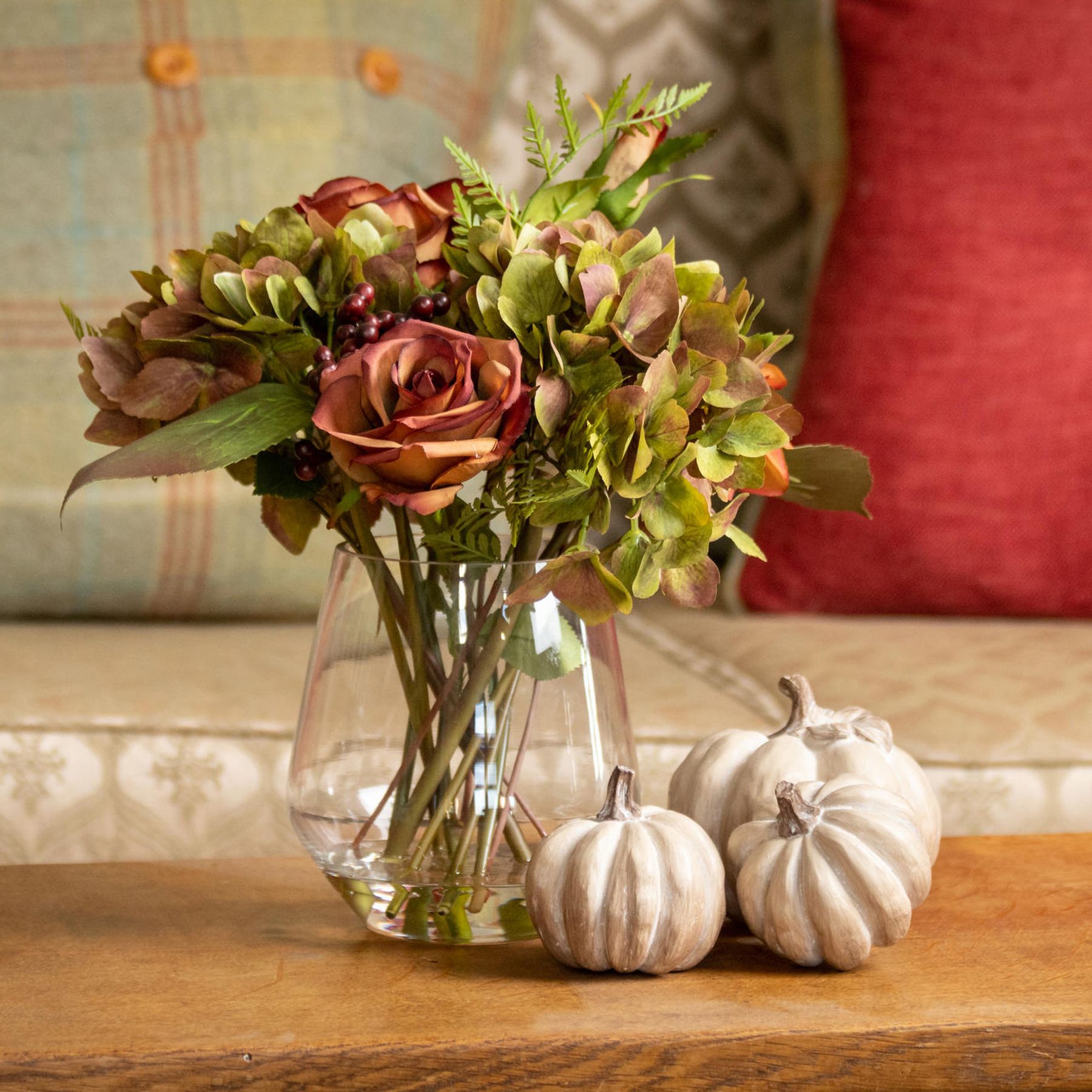 Set Of Six Carved Wood Effect Pumpkins - Image 4