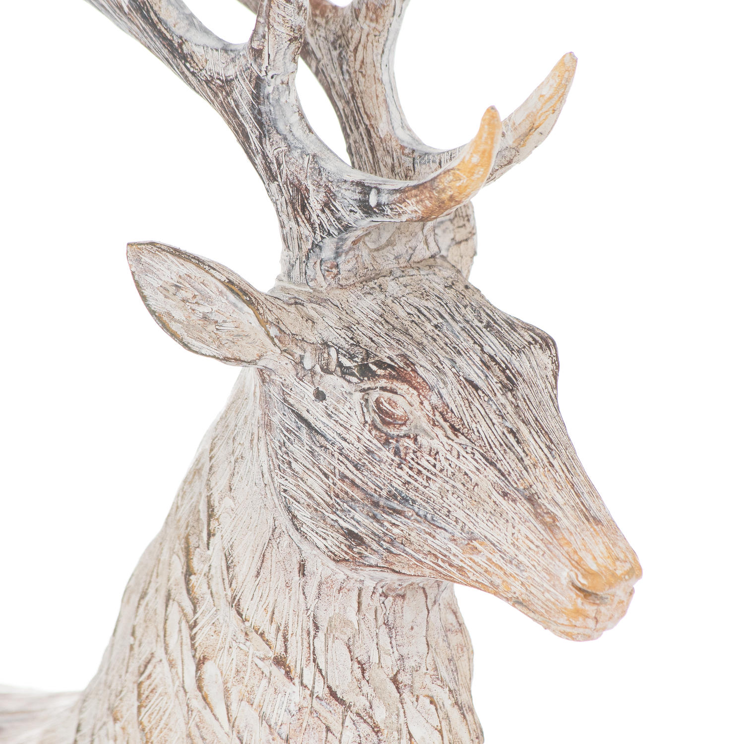Carved Wood Effect Standing Stag - Image 2