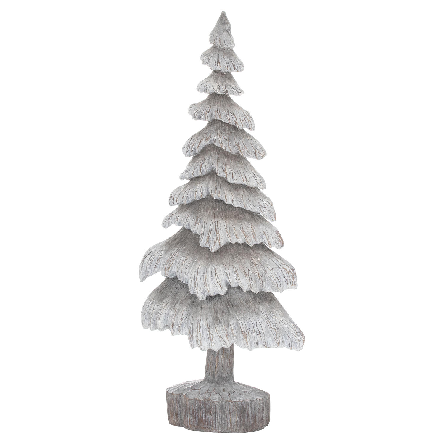 Carved Wood Effect Grey Snowy Tree - Image 1