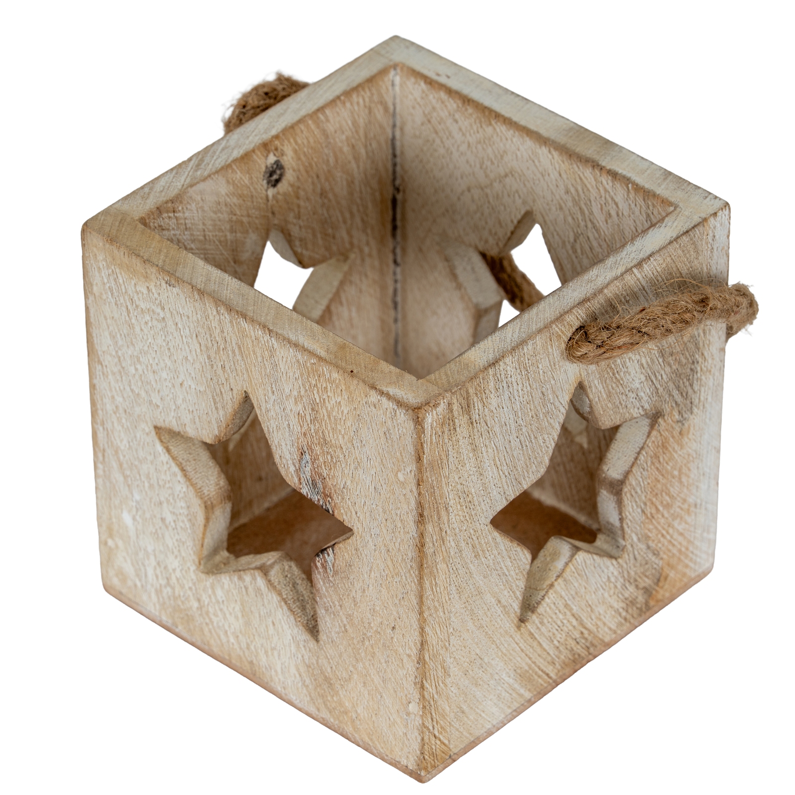 Washed Wood Star Tealight Candle Holder - Image 4