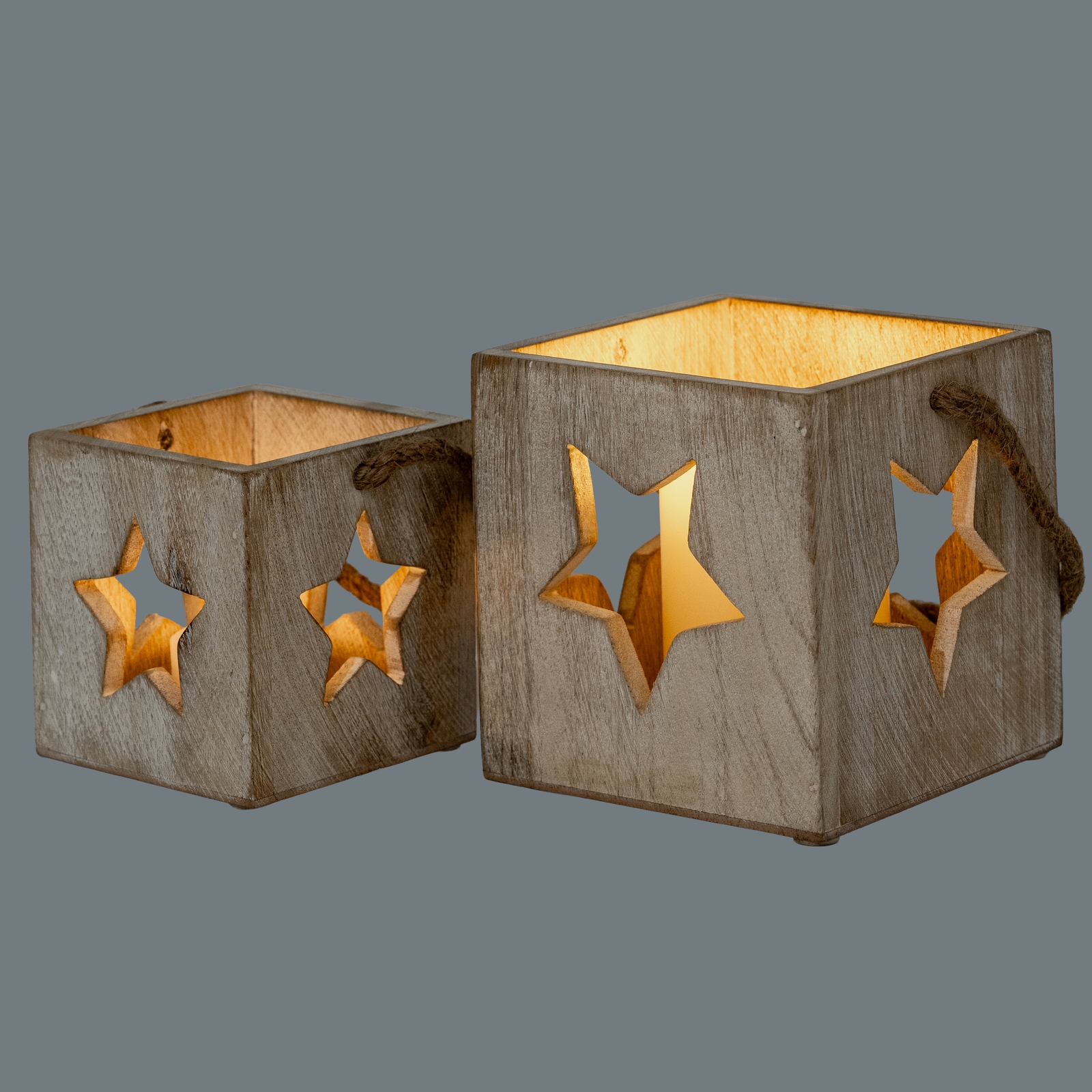 Washed Wood Star Tealight Candle Holder - Image 6