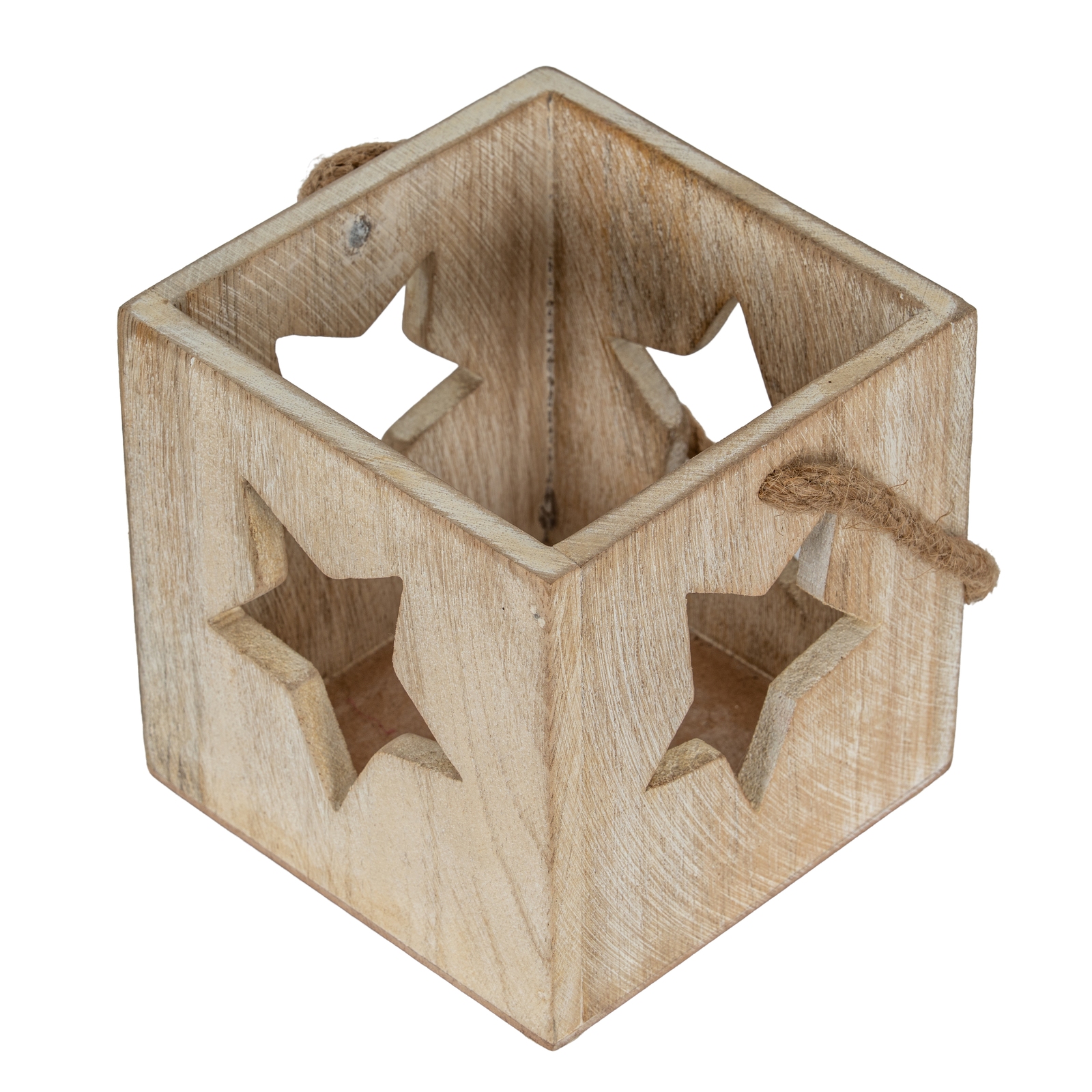 Washed Wood Large Star Tealight Candle Holder - Image 4