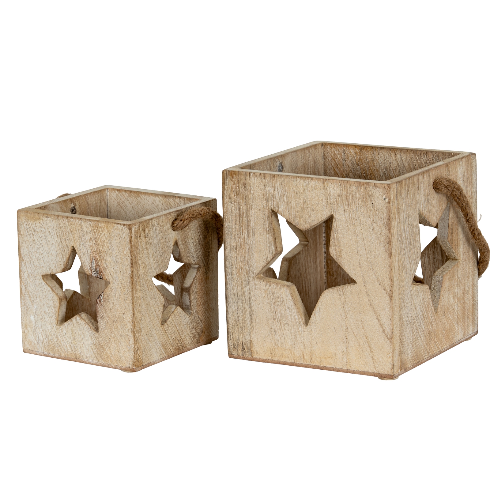 Washed Wood Large Star Tealight Candle Holder - Image 5