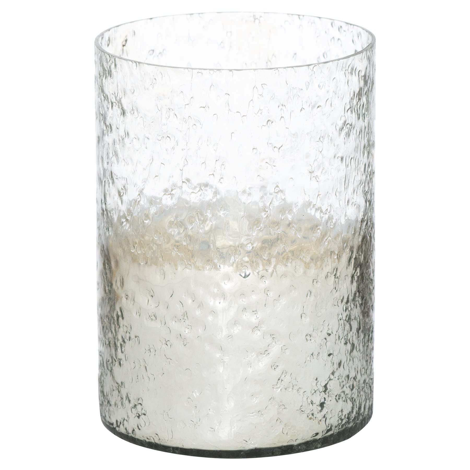 Lustre Silver Cylindrical Candle Holder - Image 1