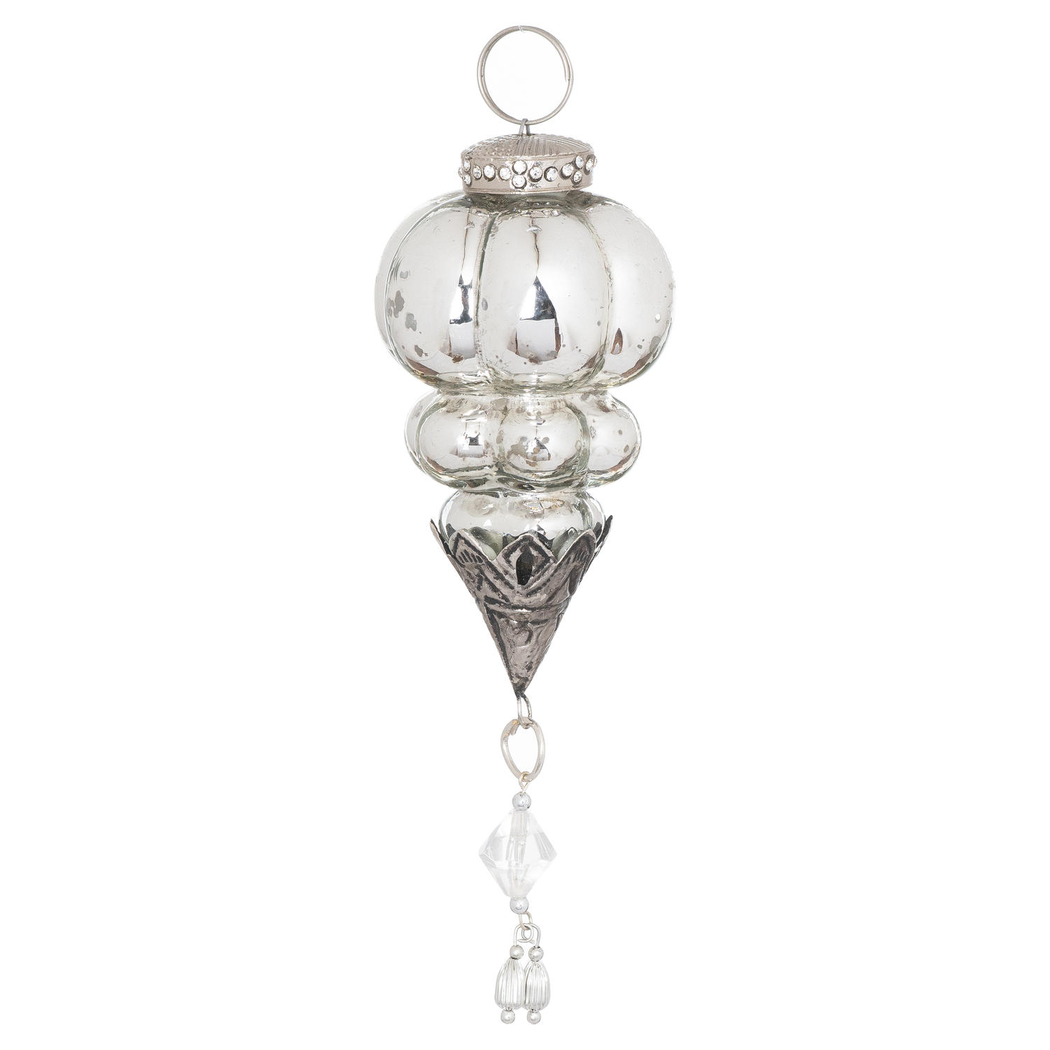 The Noel Collection Silver Jewel Drop Bauble - Image 1