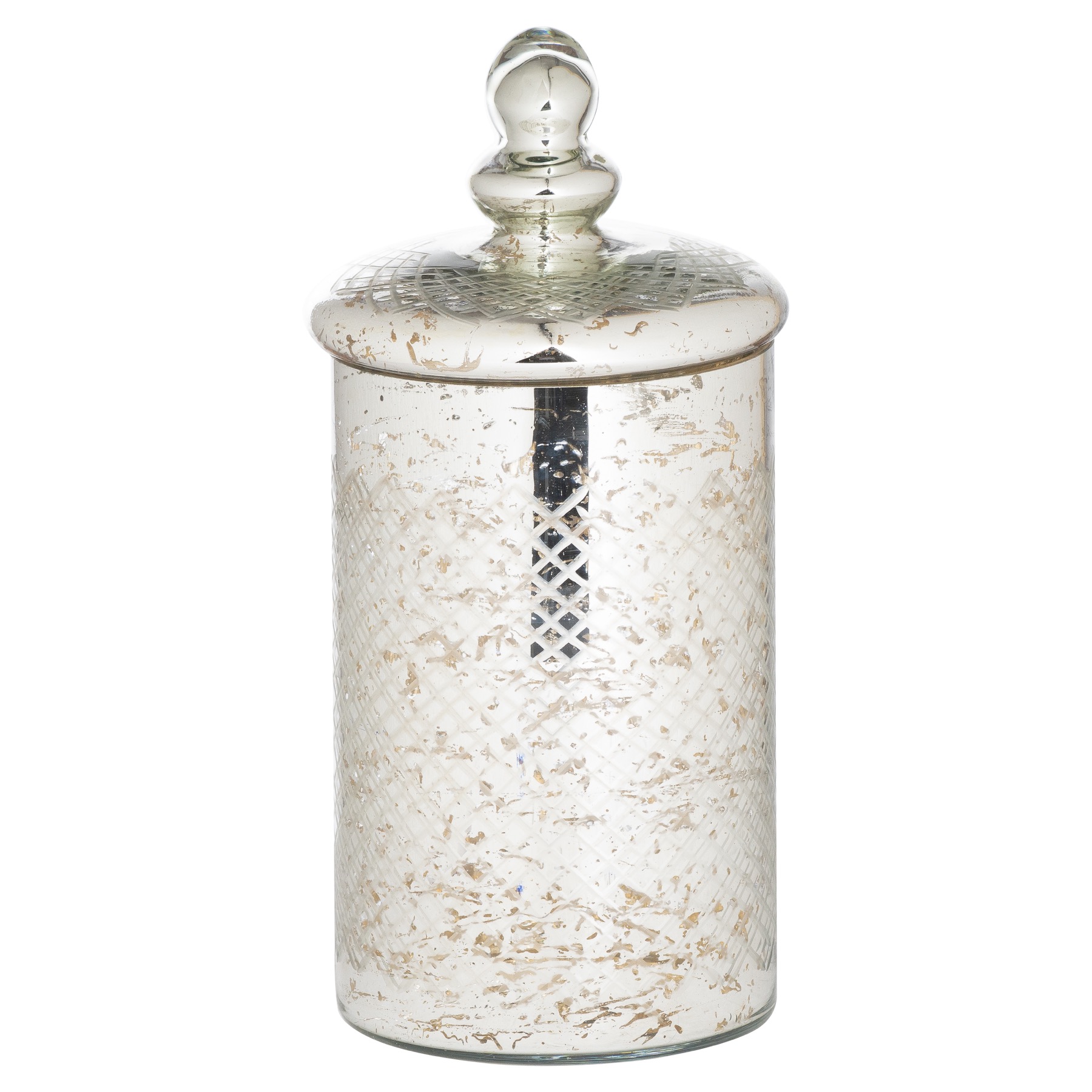 The Lustre Collection Silver Etched Large Trinket Jar - Image 1