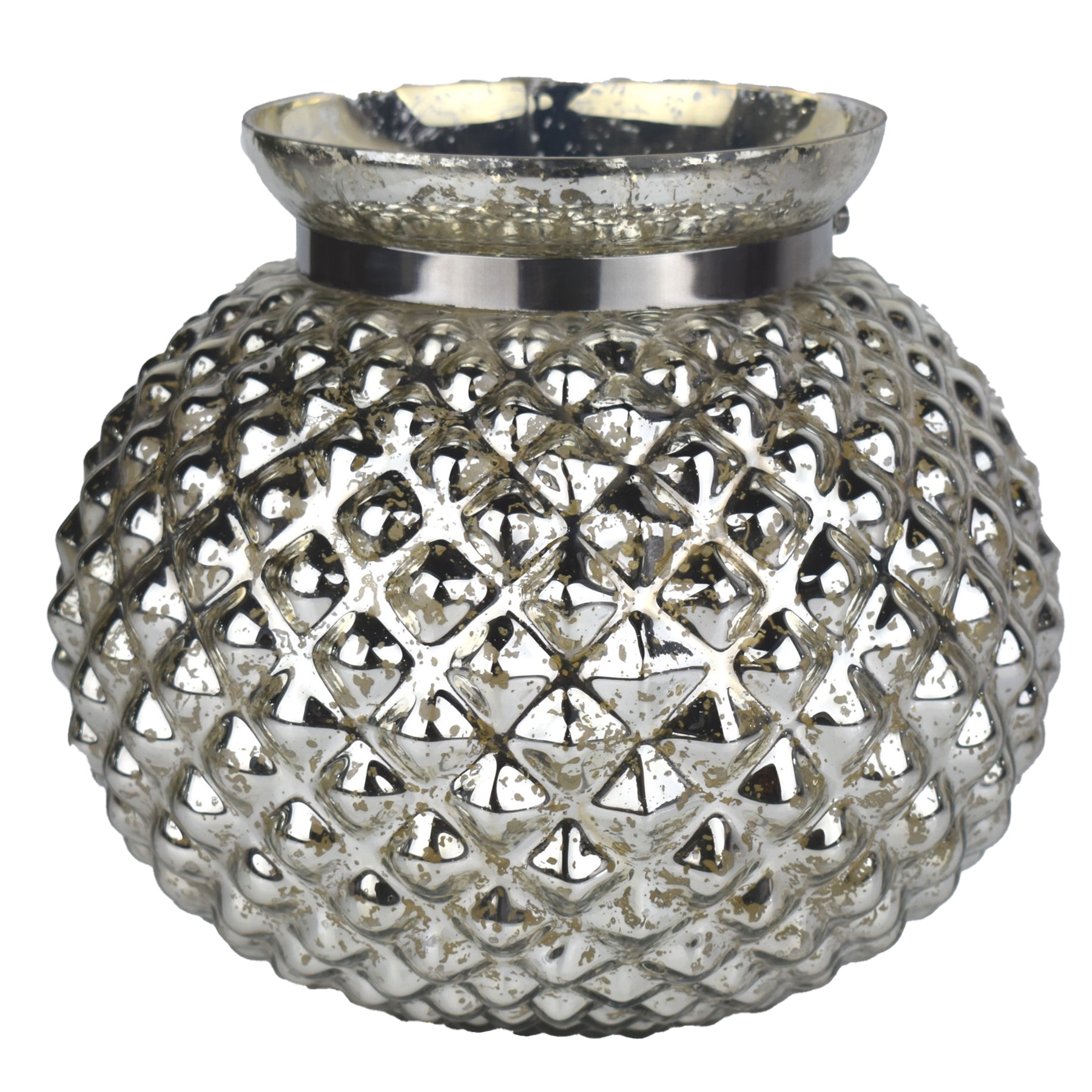 The Lustre Collection Silver Large Combe Candle Holder - Image 1