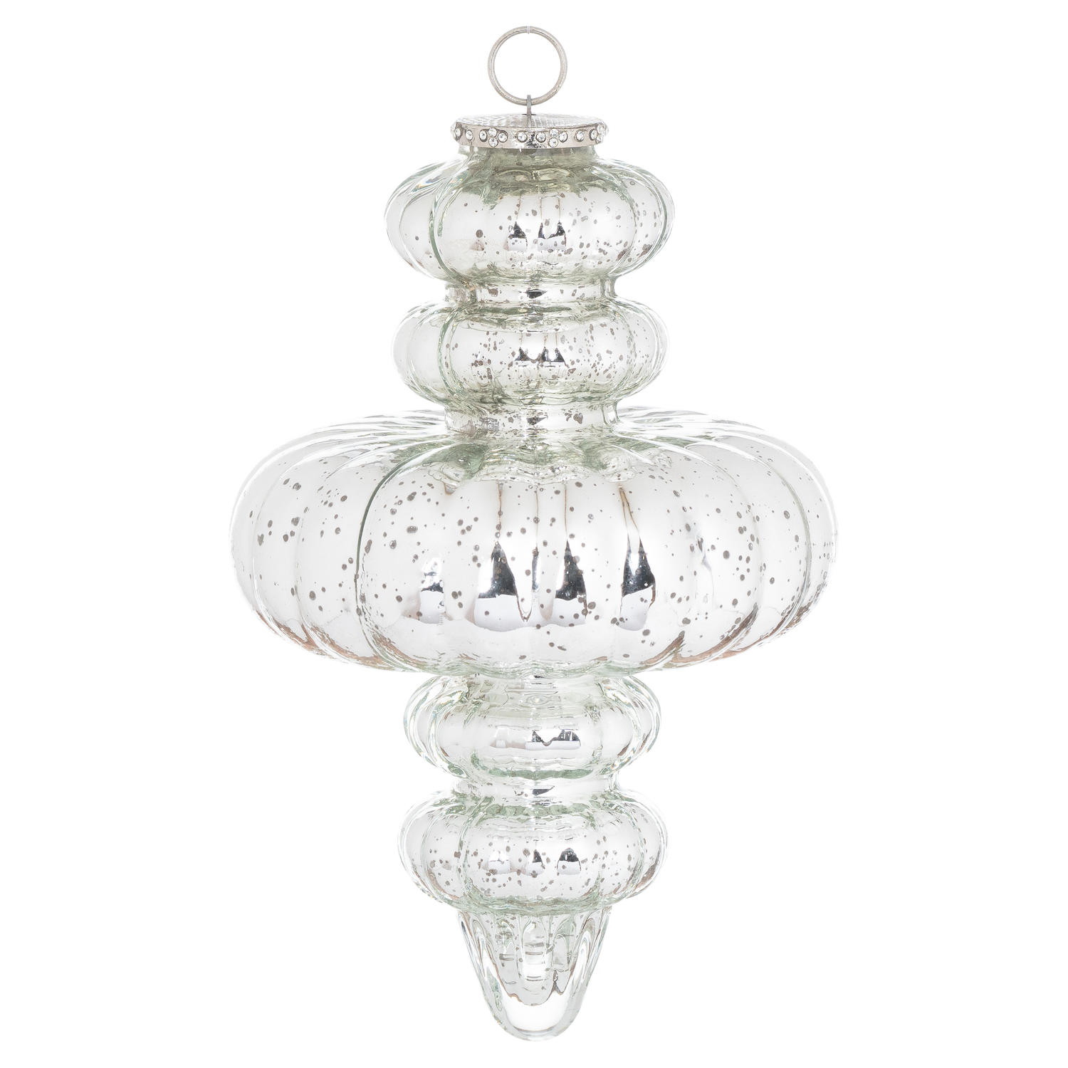 The Noel Collection Silver Fluted Statement Bauble - Image 1