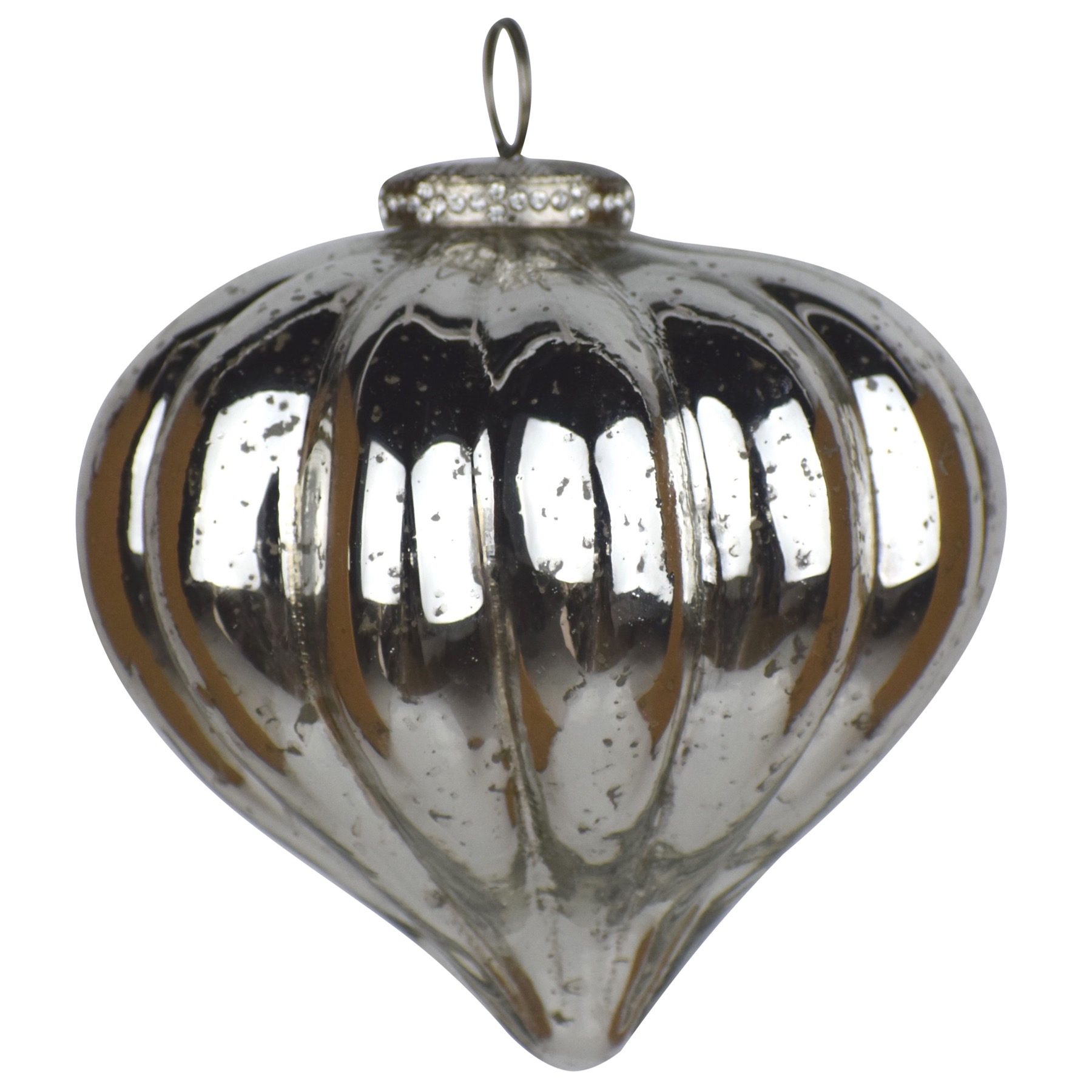 The Noel Collection Silver Teardrop Large Bauble - Image 1