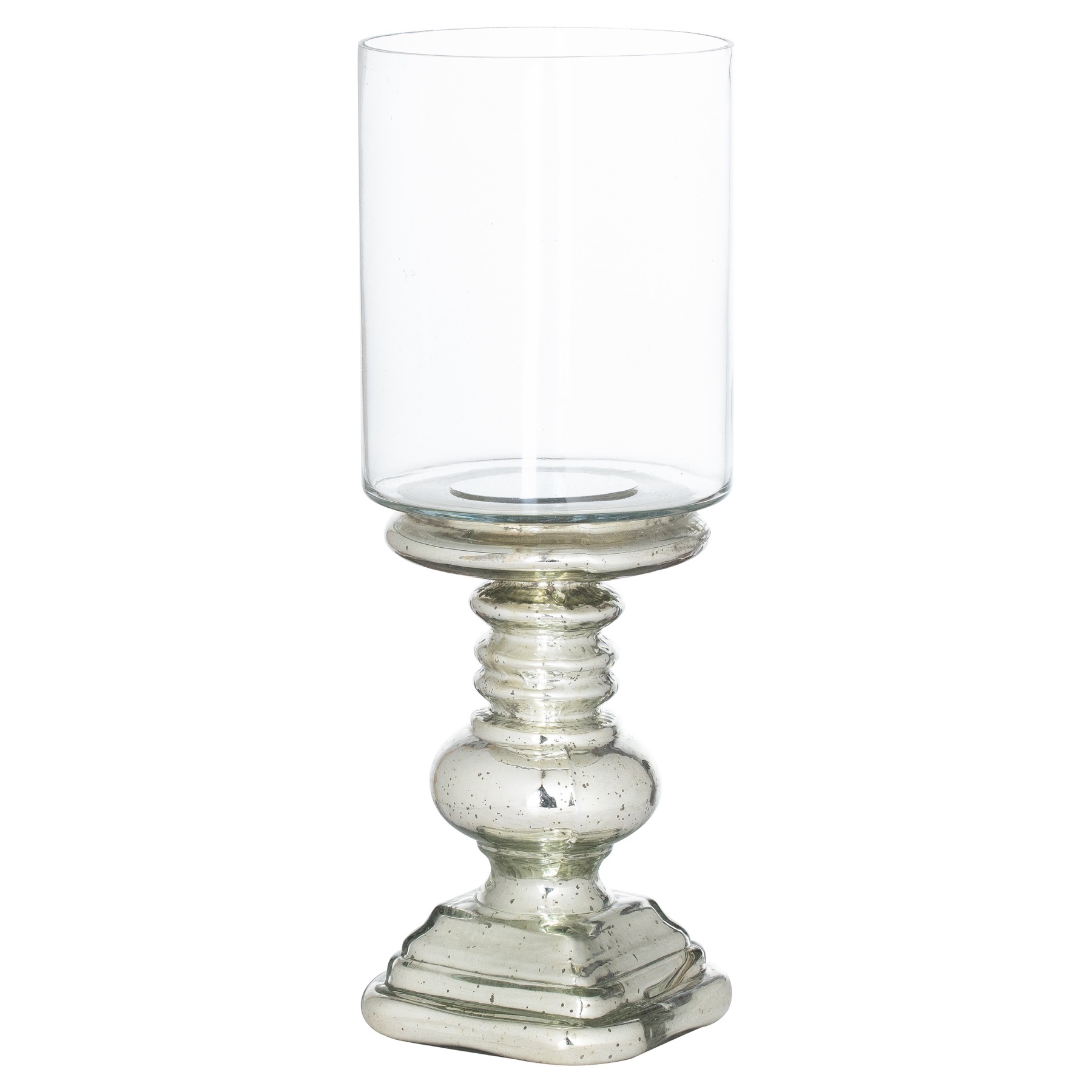 Mercury Effect Base Glass Top Squat Candle Pillar Holder - Image 1