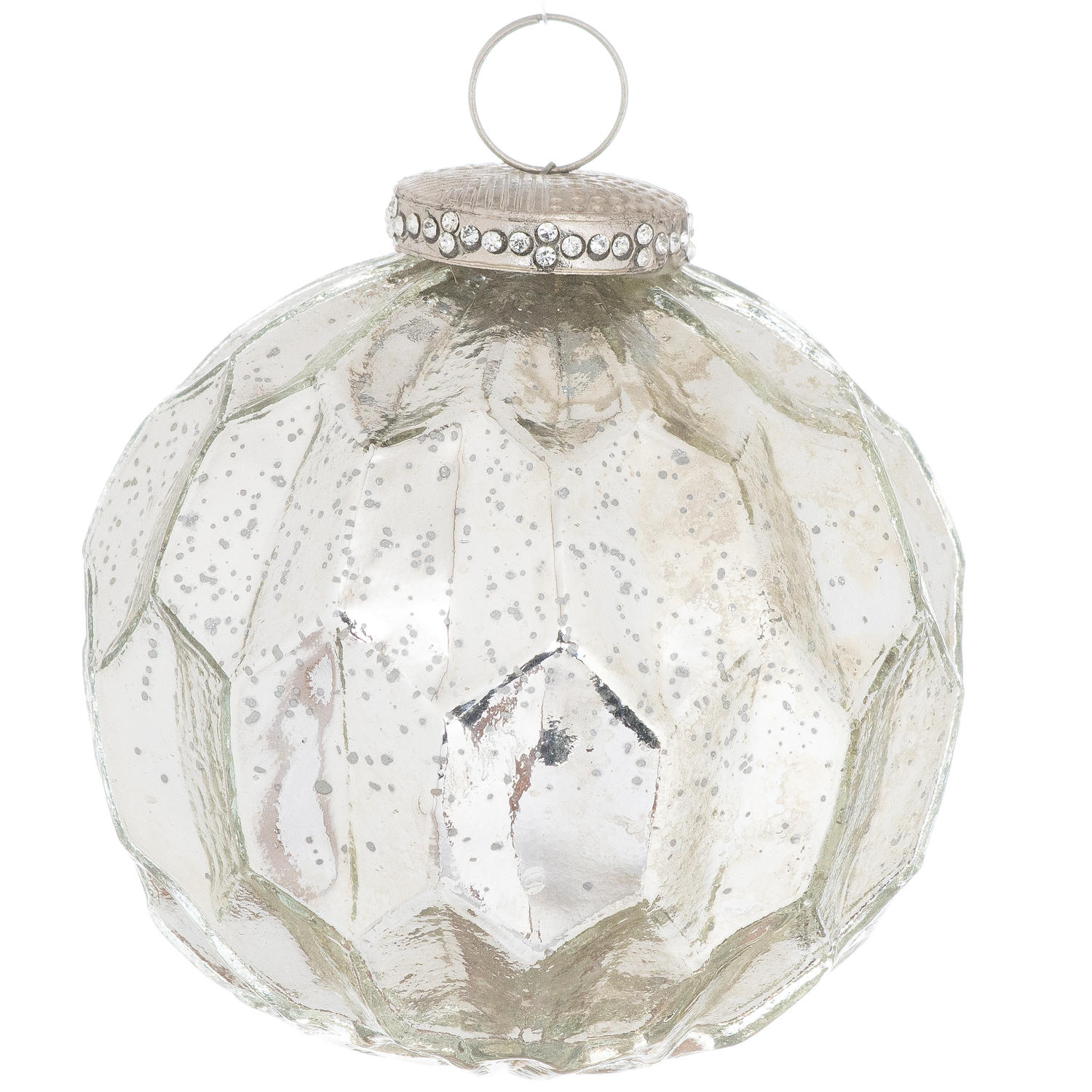 The Noel Collection Deep Honeycomb Silver Medium Bauble - Image 1