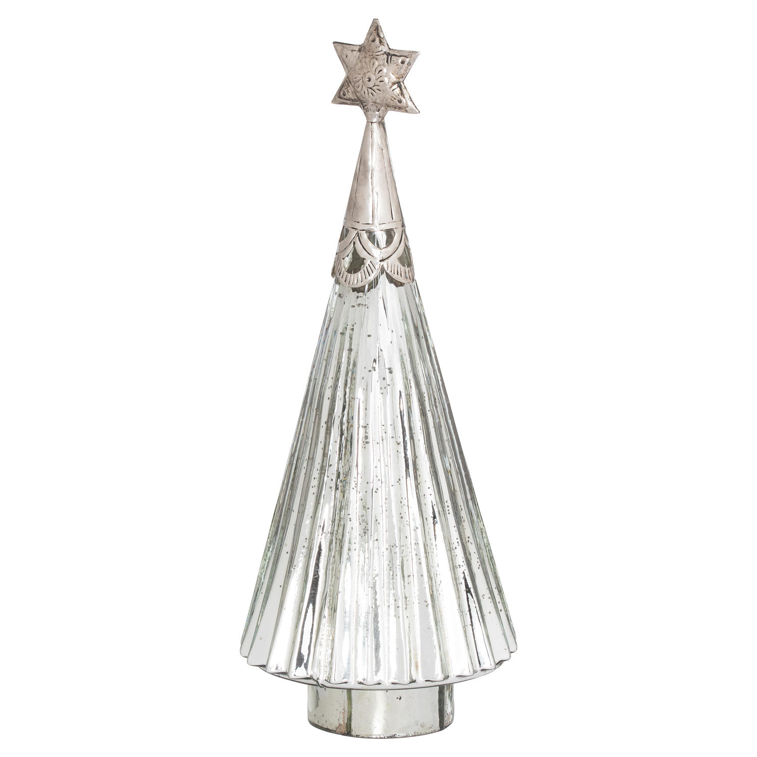 The Noel Collection Star Topped Glass Decorative Medium Tree - Image 1