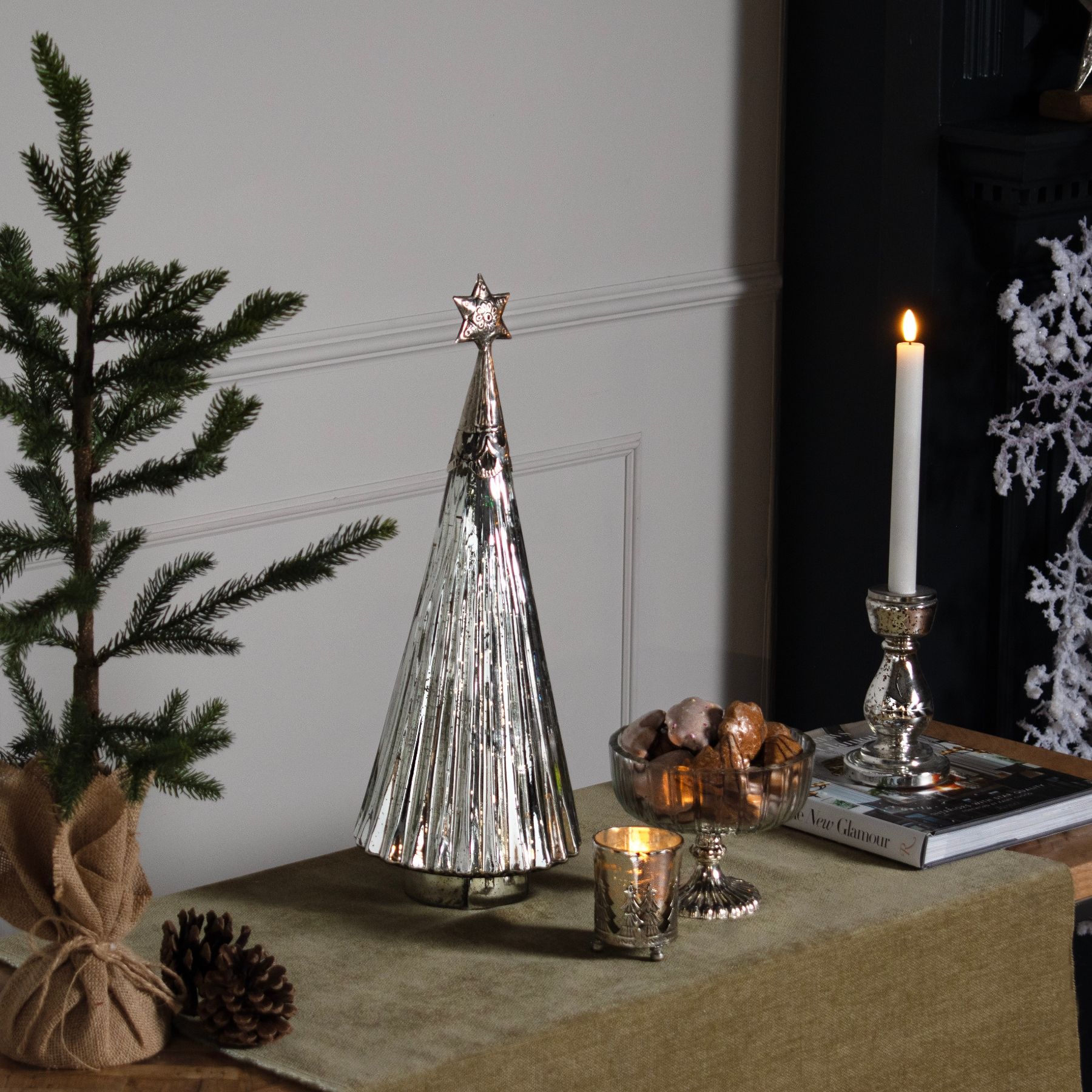 The Noel Collection Star Topped Glass Decorative Large Tree - Image 3