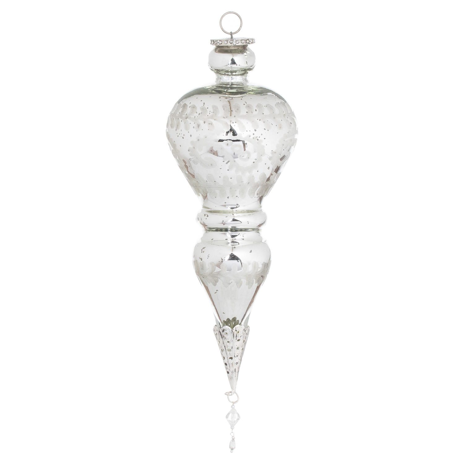 The Noel Collection Silver Pendant Droplet XL Bauble - Image 1