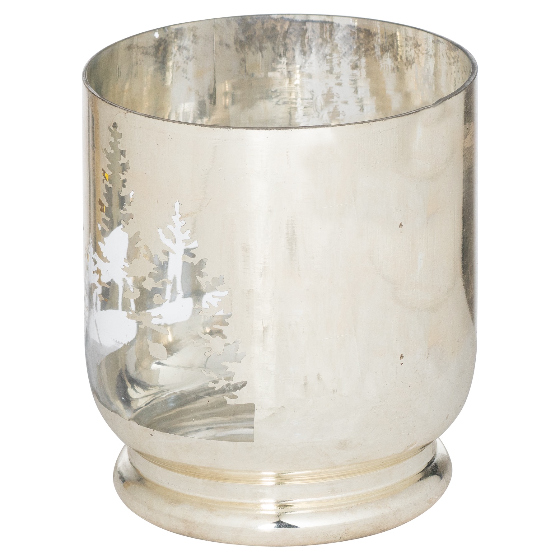 The Noel Collection Silver Forest Medium Candle Holder - Image 1