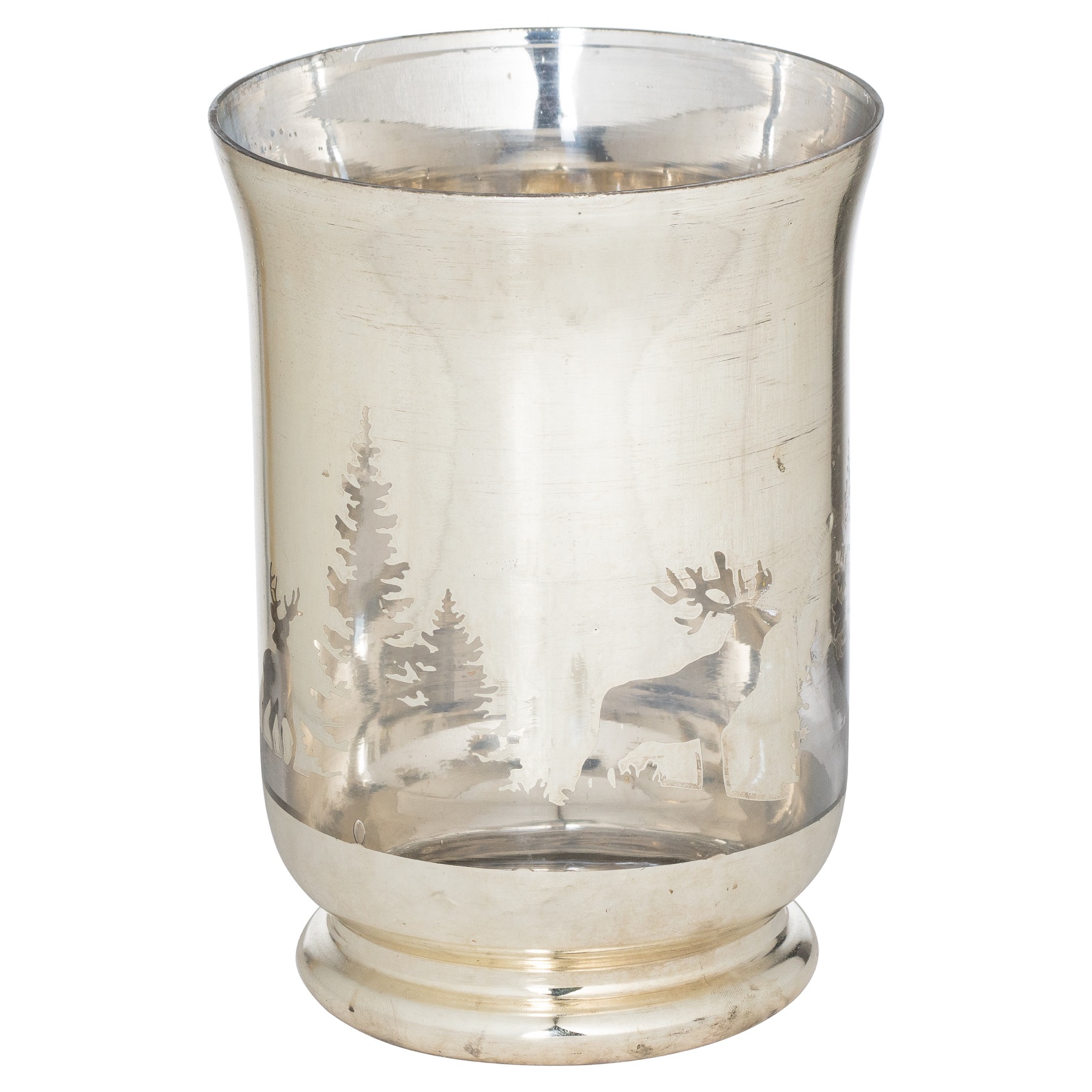 The Noel Collection Silver Forest Large Candle Holder - Image 1