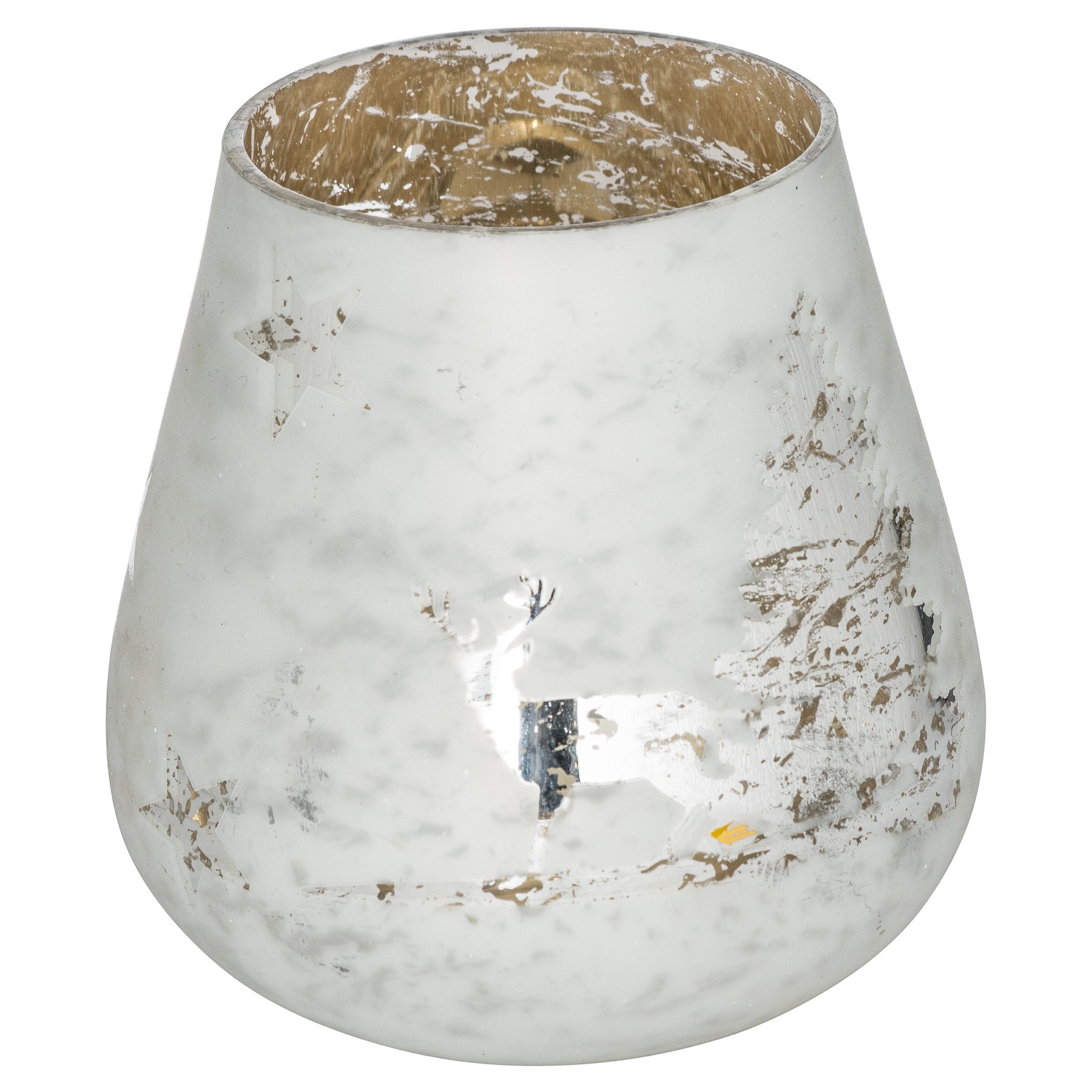 The Noel Collection White Forest Scene Medium Candle Holder - Image 1