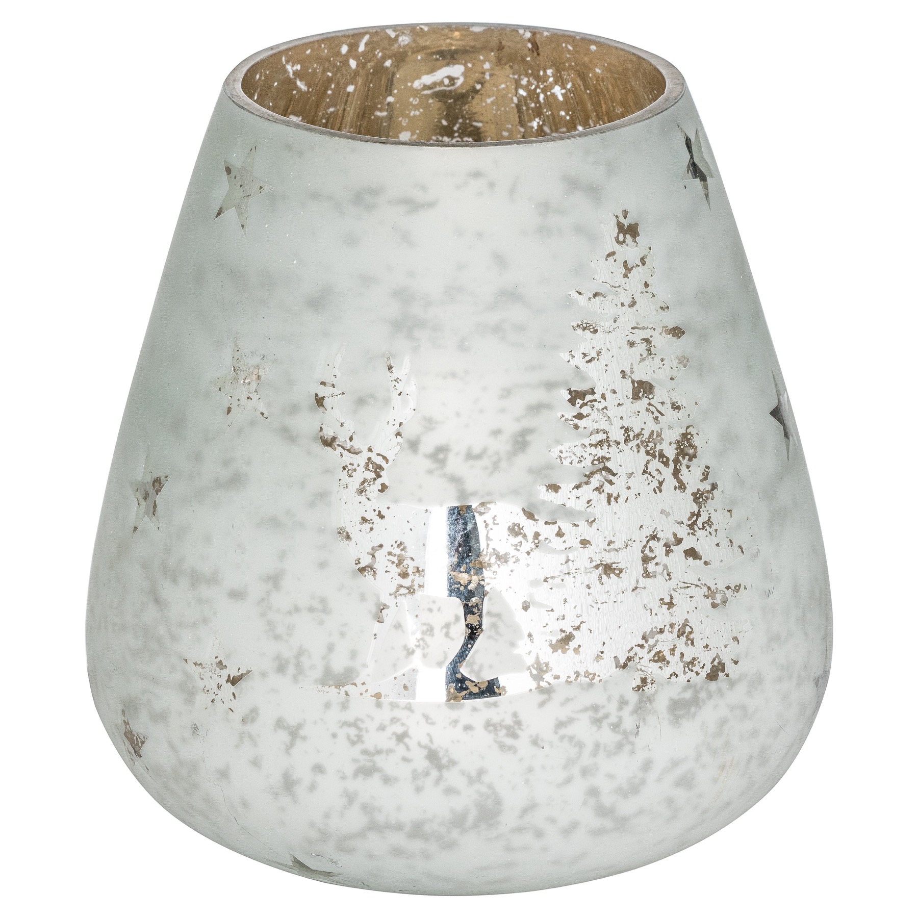 The Noel Collection White Forest Scene Large Candle Holder - Image 1