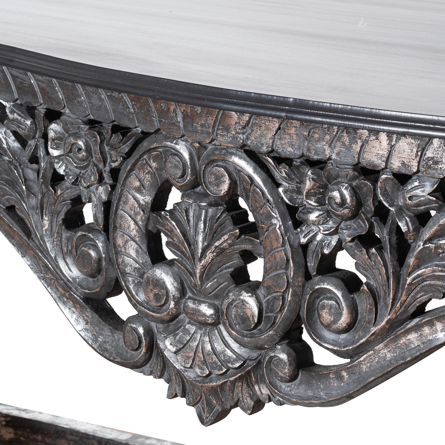 Hand Carved Louis Metallic Large Console Table - Image 2