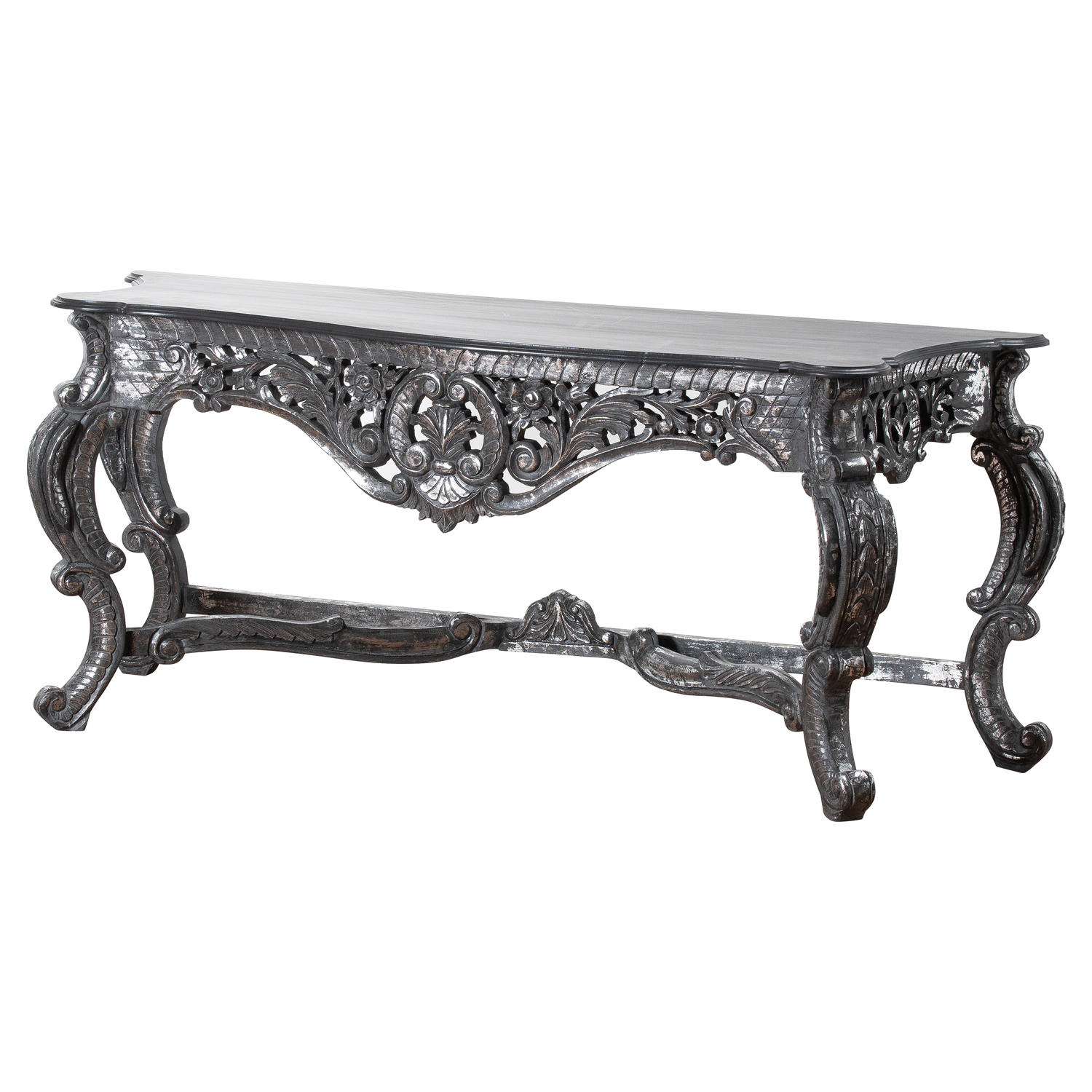 Hand Carved Louis Metallic Large Console Table - Image 1