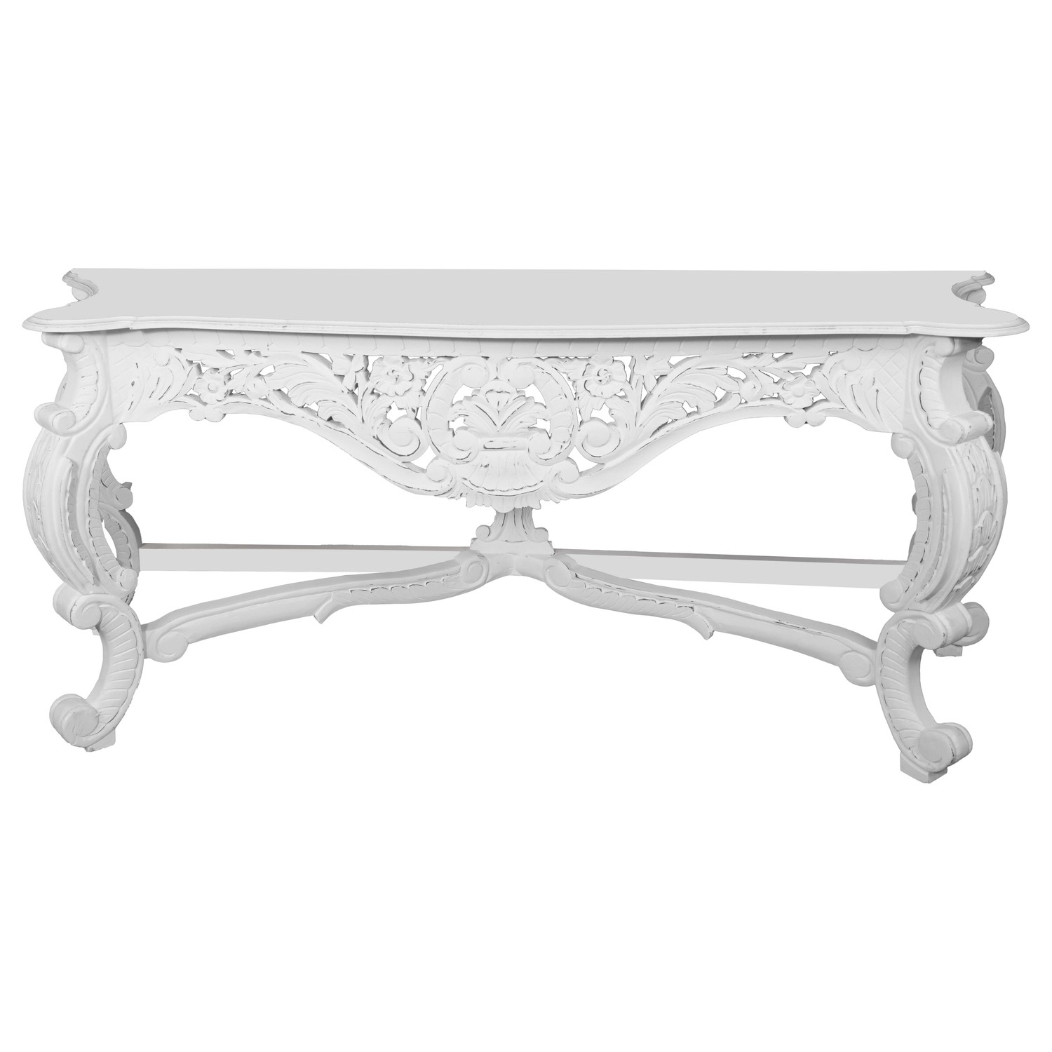 Hand Carved Louis White Large Console Table - Image 1