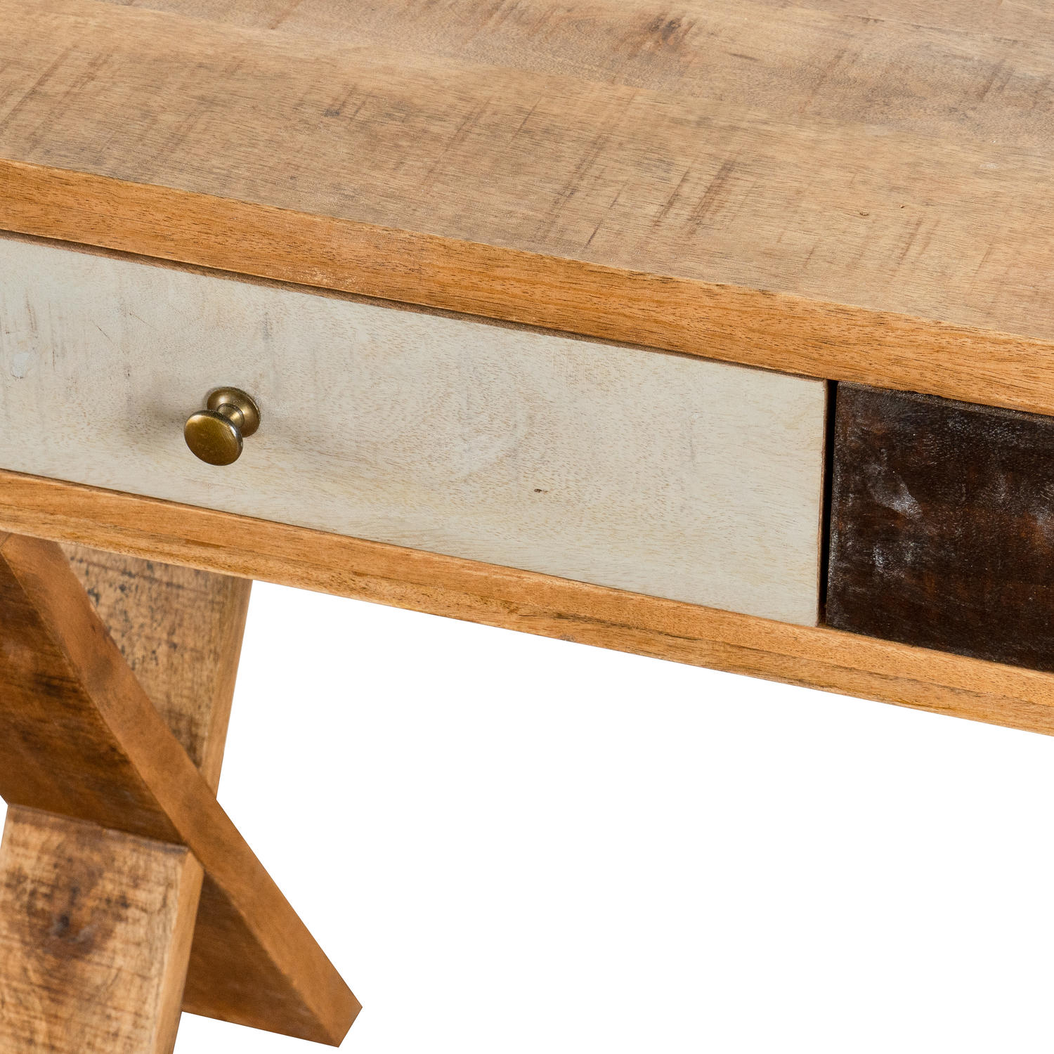 Reclaimed Industrial Console With Cross Leg - Image 2