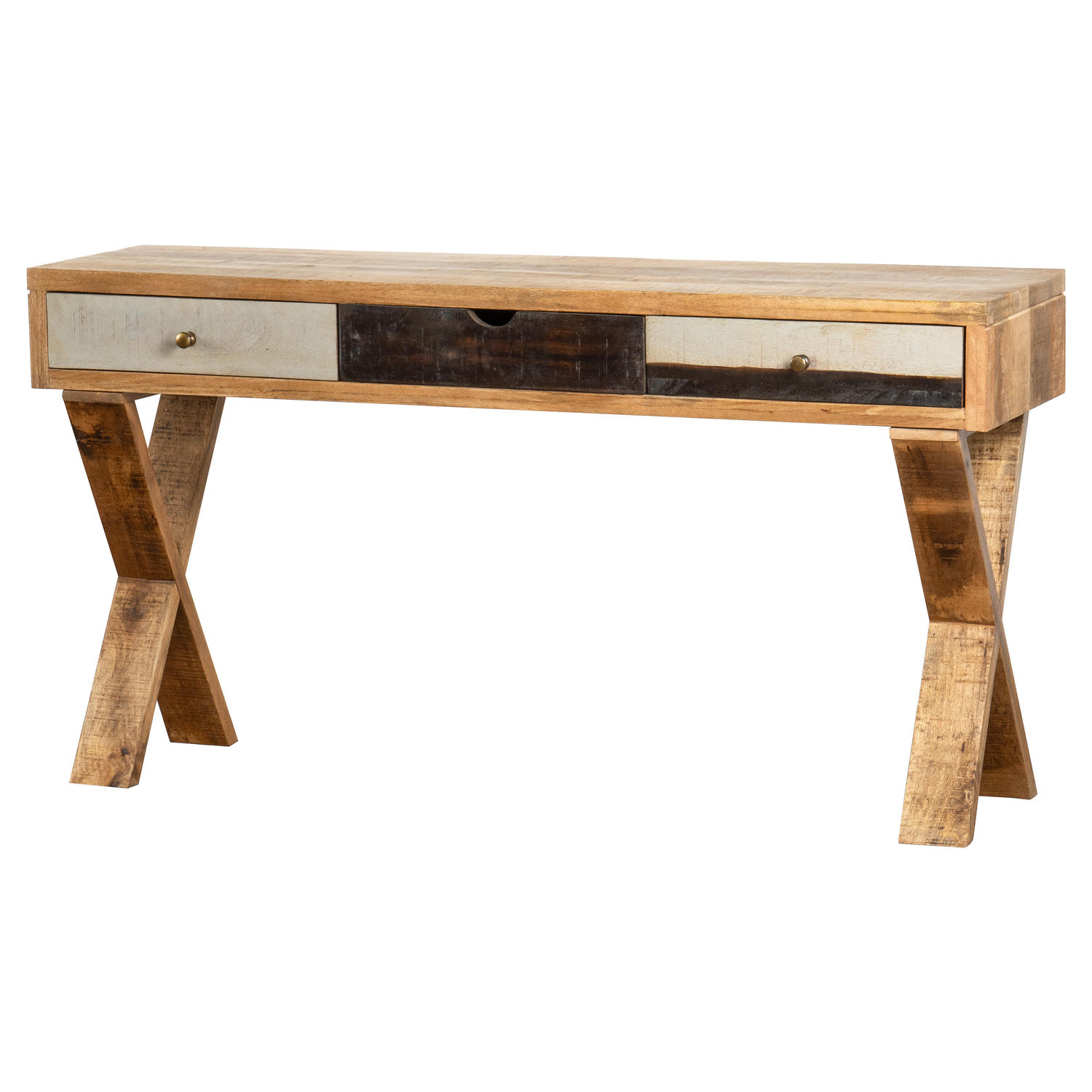 Reclaimed Industrial Console With Cross Leg - Image 1