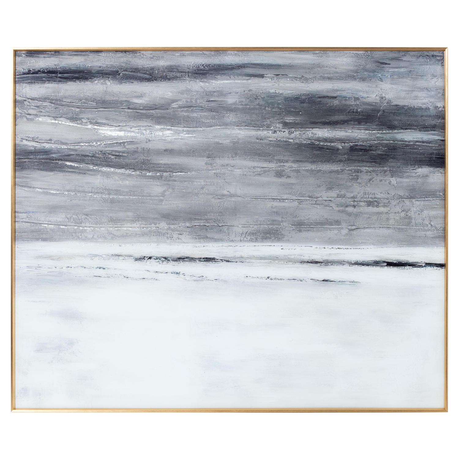 Metallic Soft Costal Abstract Glass Image In Silver Frame - Image 1