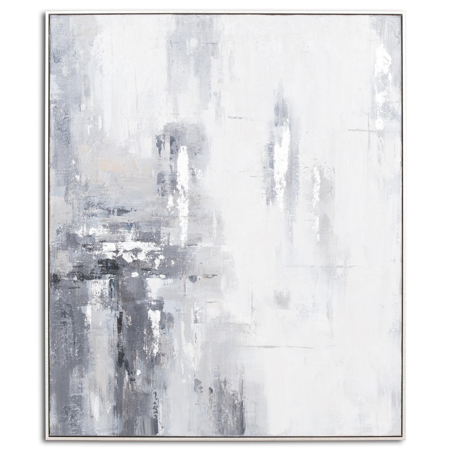 Metallic Grey And Silver Glass Image In Silver Frame - Image 1