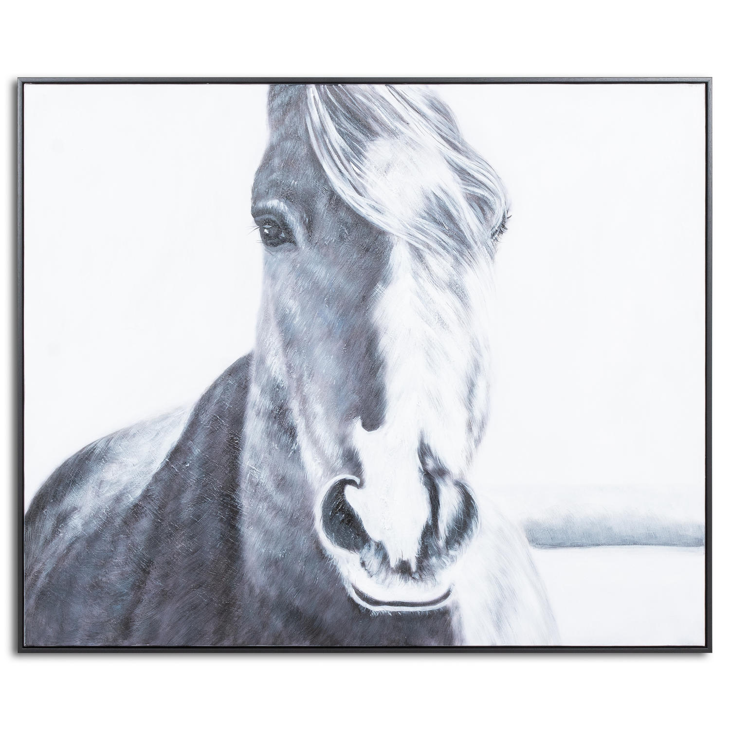 Hand Painted  Horse Painting In Frame - Image 1