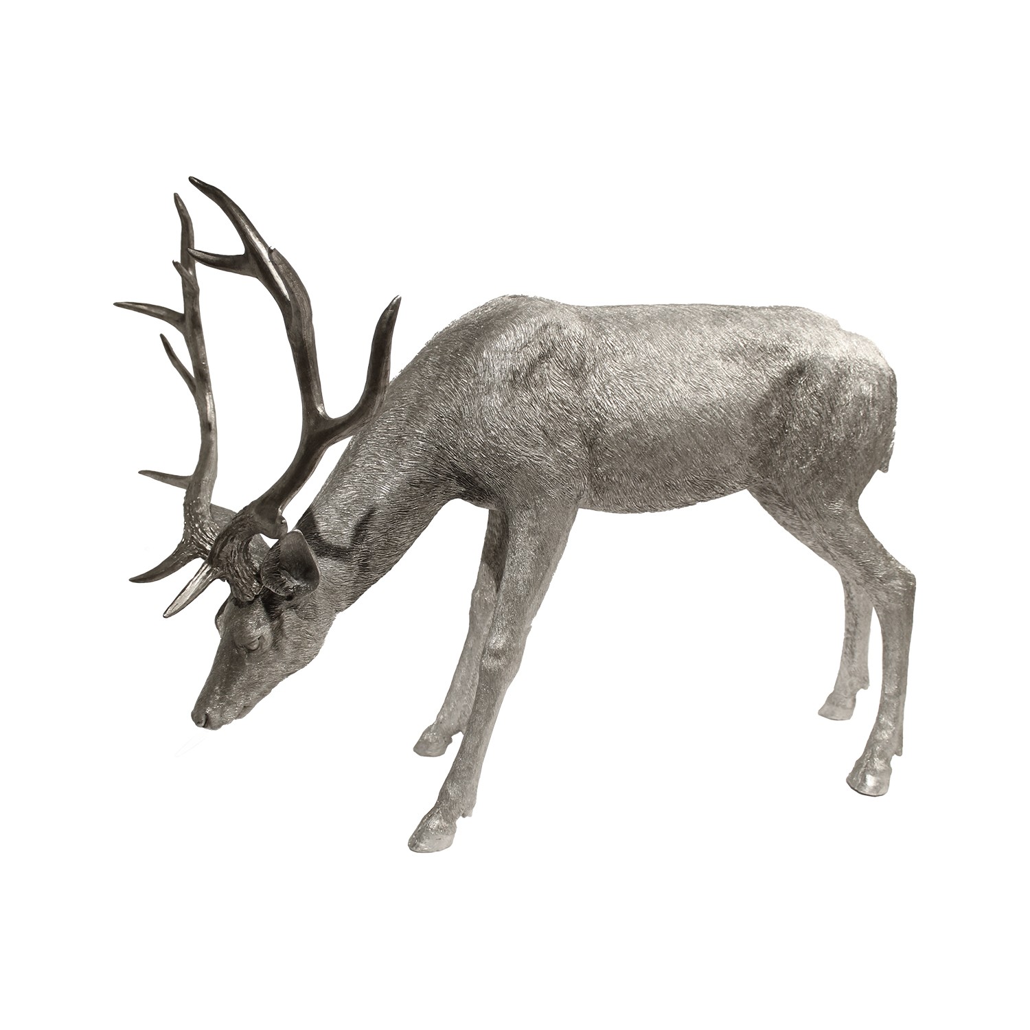 Large Grazing Curious Silver Stag - Image 1