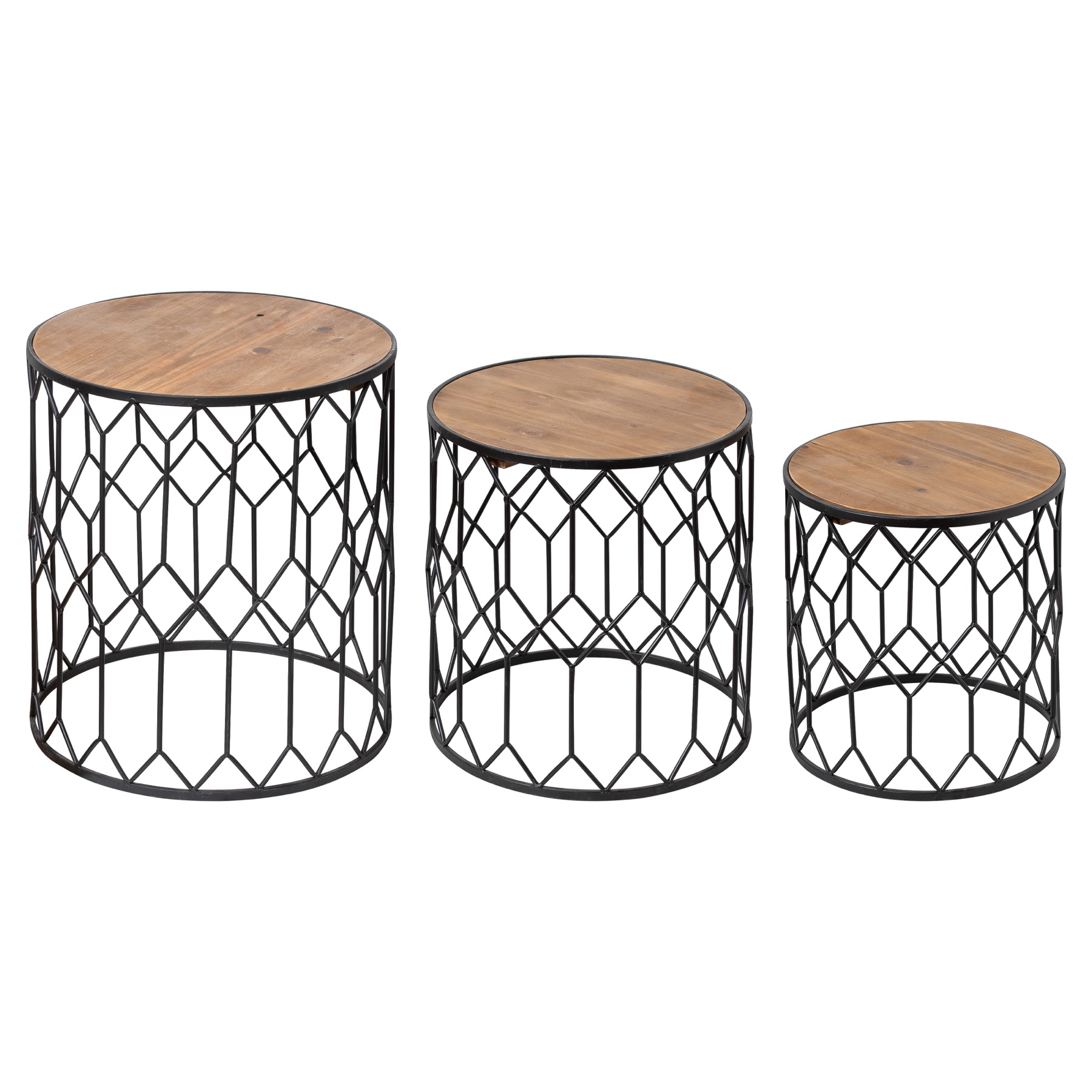Set Of Three Honeycomb Side Tables