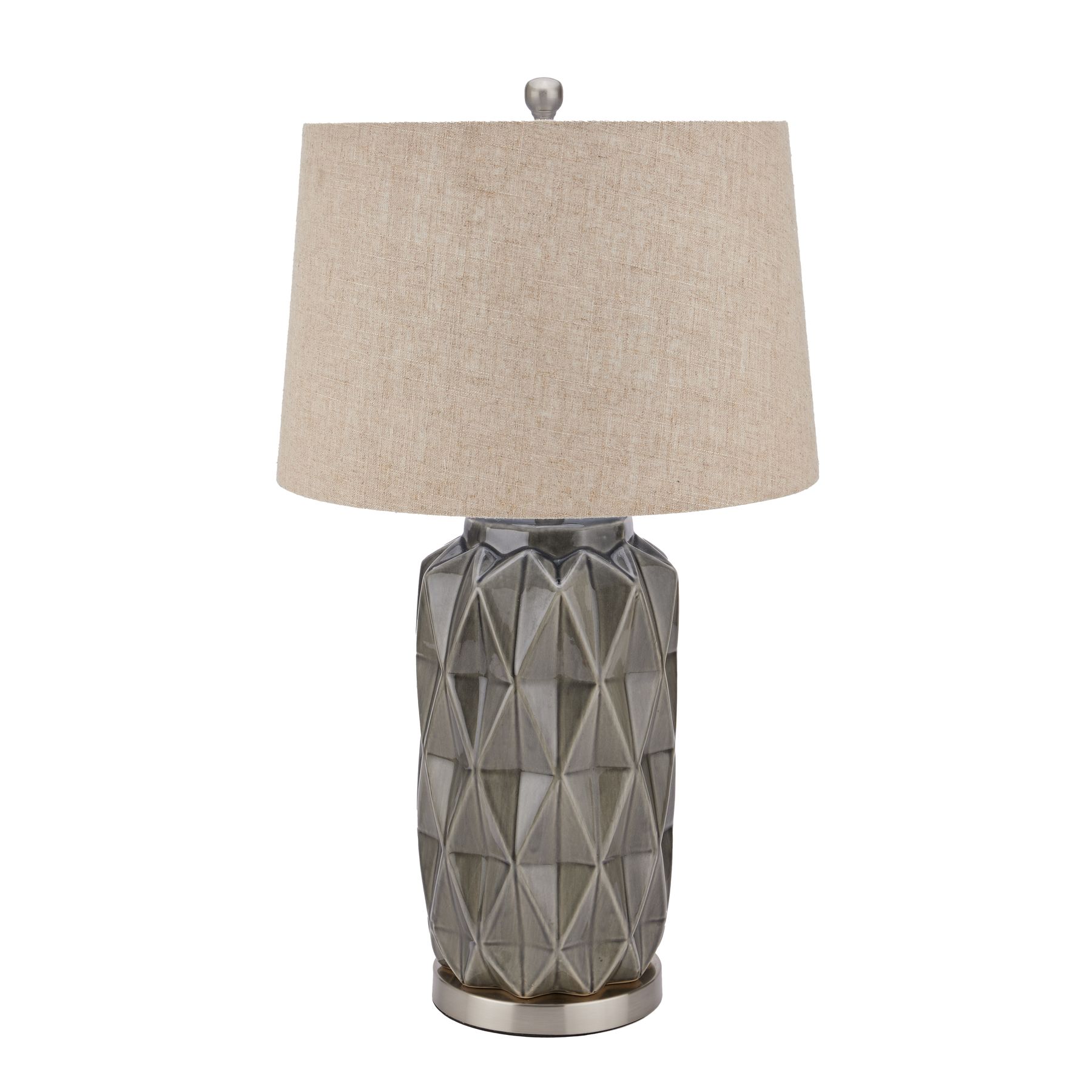 Acantho Grey Ceramic Lamp With Linen Shade - Image 1