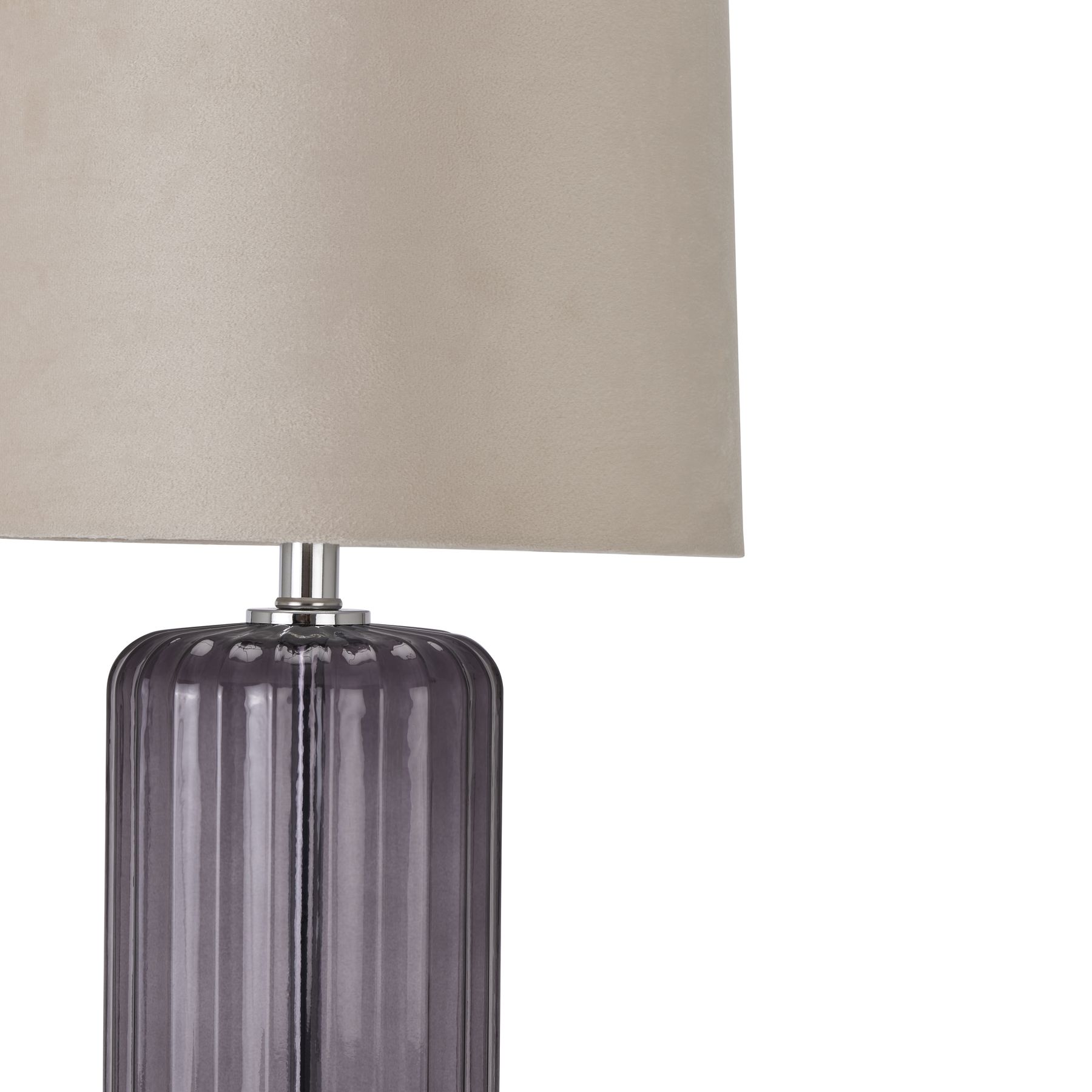 Alberta Metallic Glass Lamp With Velvet Shade - Image 2