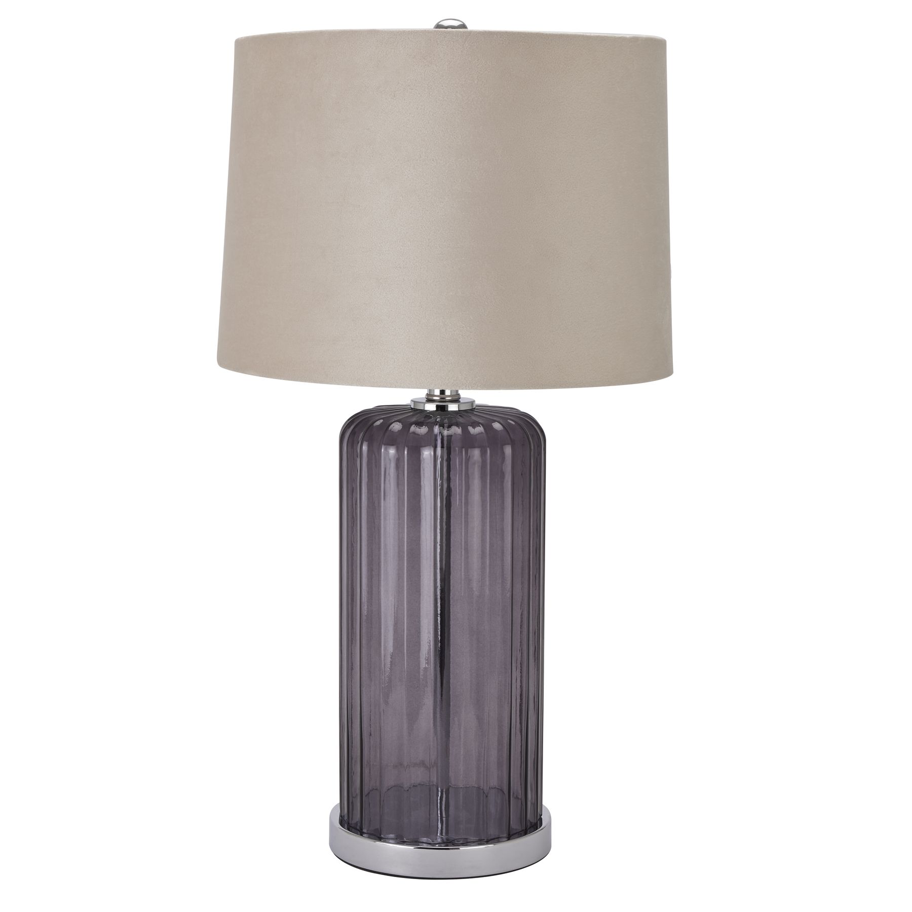 Alberta Metallic Glass Lamp With Velvet Shade - Image 1