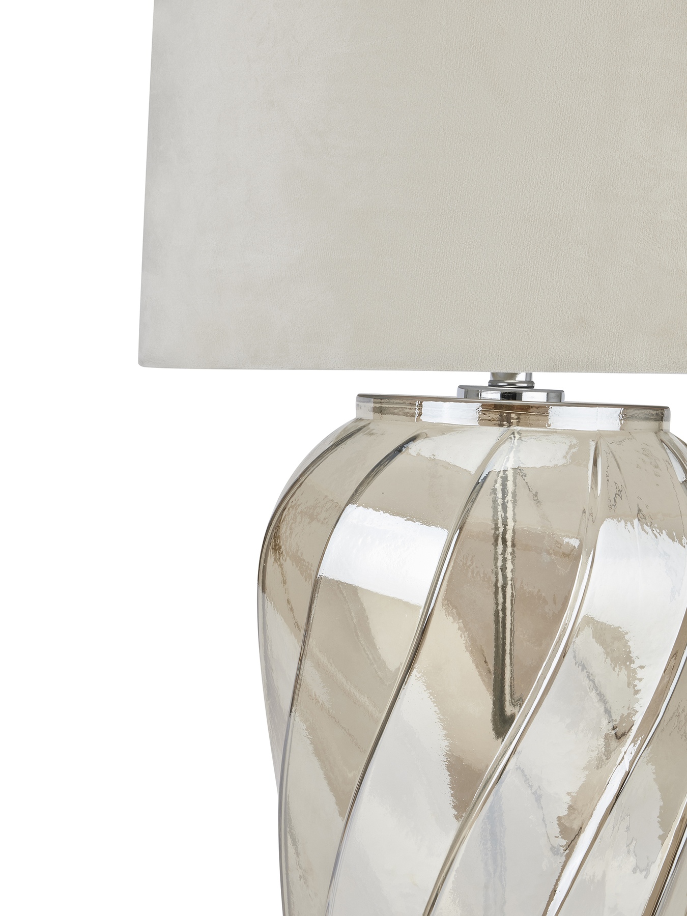 Ambassador Metallic Glass Lamp With Velvet Shade - Image 2