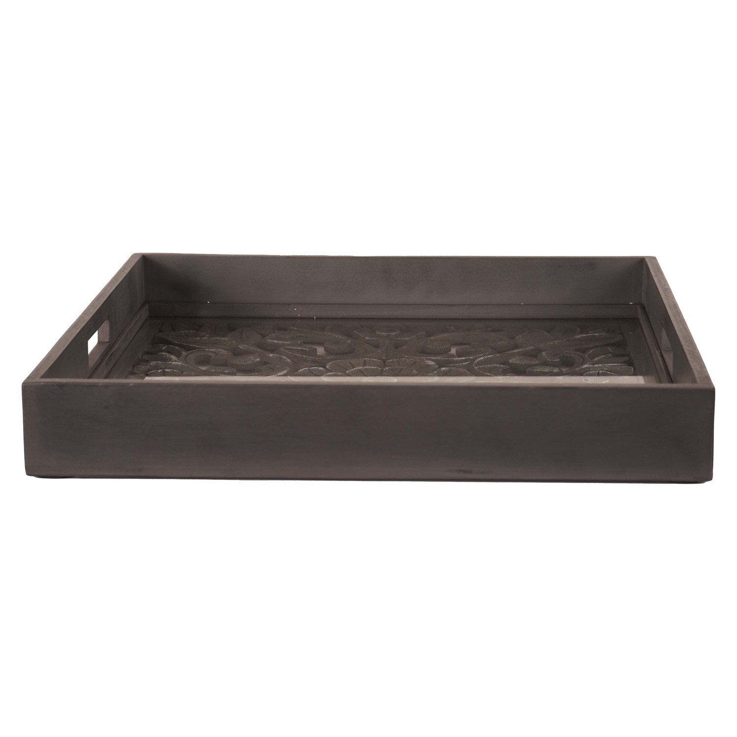 Large Rectangular Carved Metallic Hampton Tray - Image 2