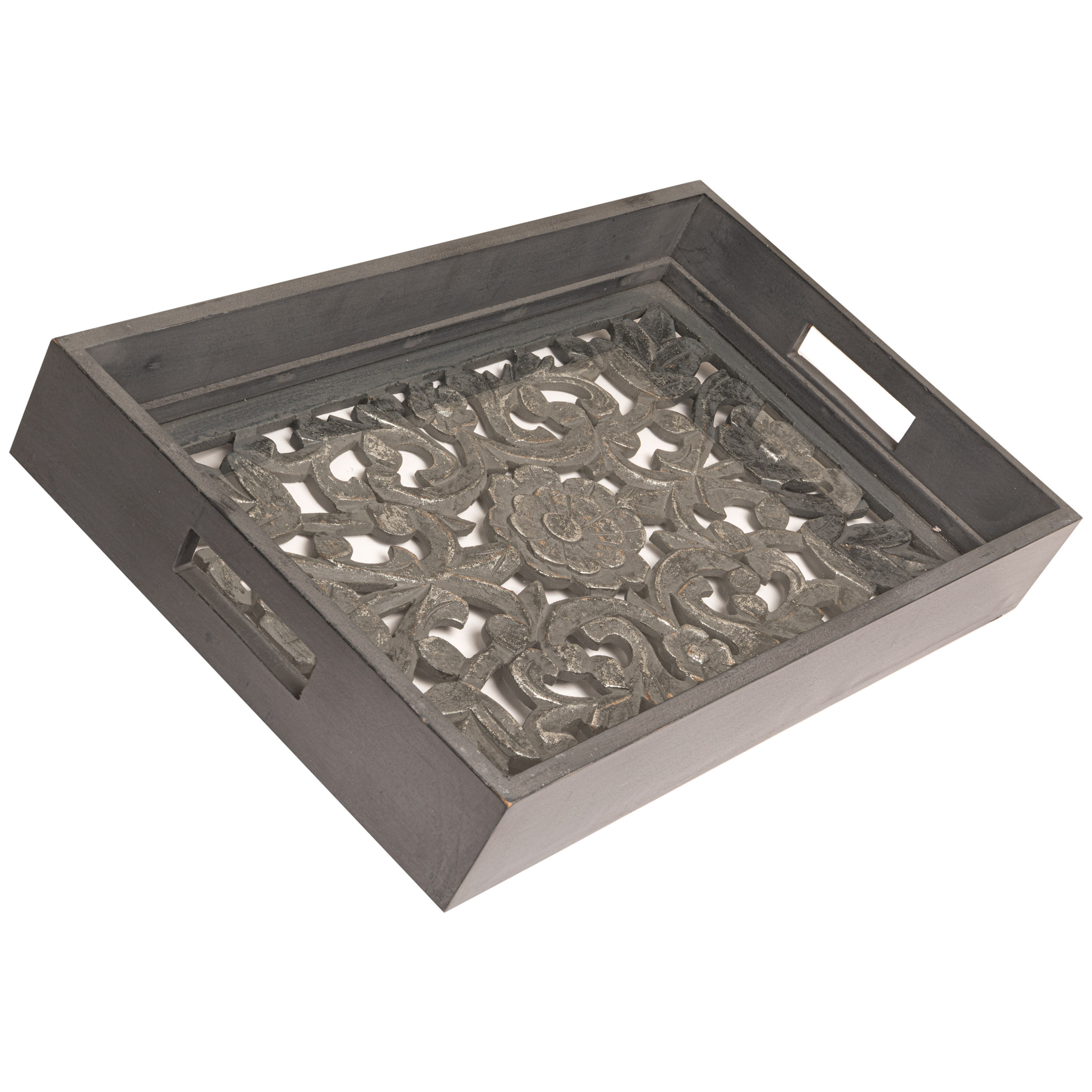 Rectangular Carved Metallic Hampton Tray - Image 1
